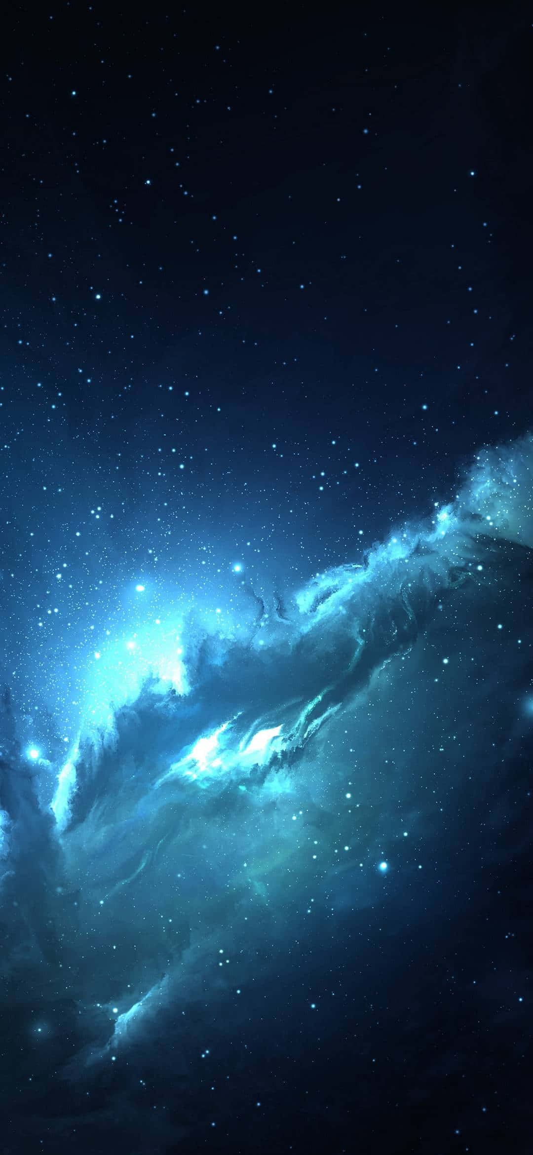 1080x2340 4K নিয়ন নীল নীহারিকা ওয়ালপেপার