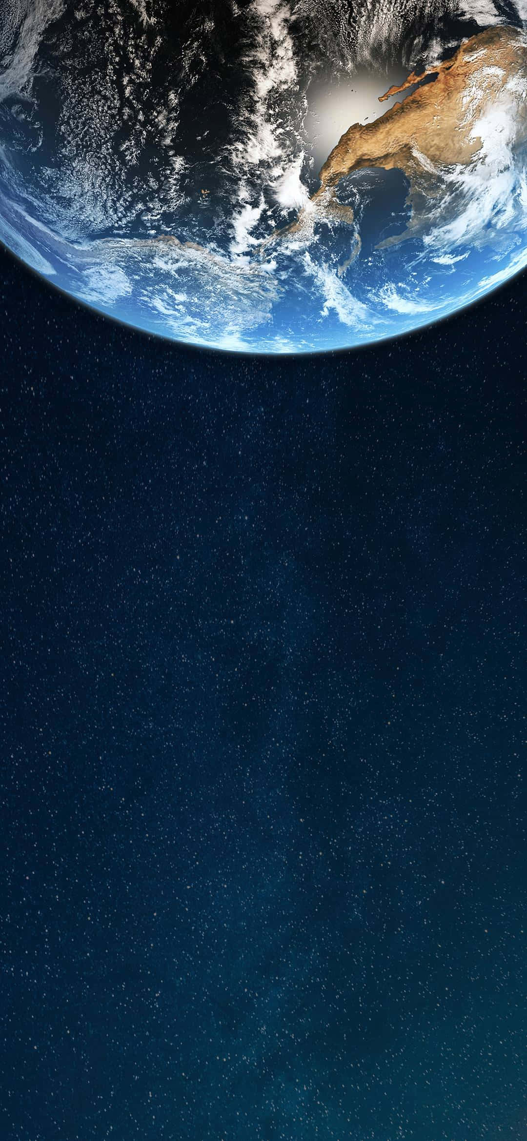 1080x2340 4K অর্ধ পৃথিবী মহাকাশ ব্যাকগ্রাউন্ড ওয়ালপেপার