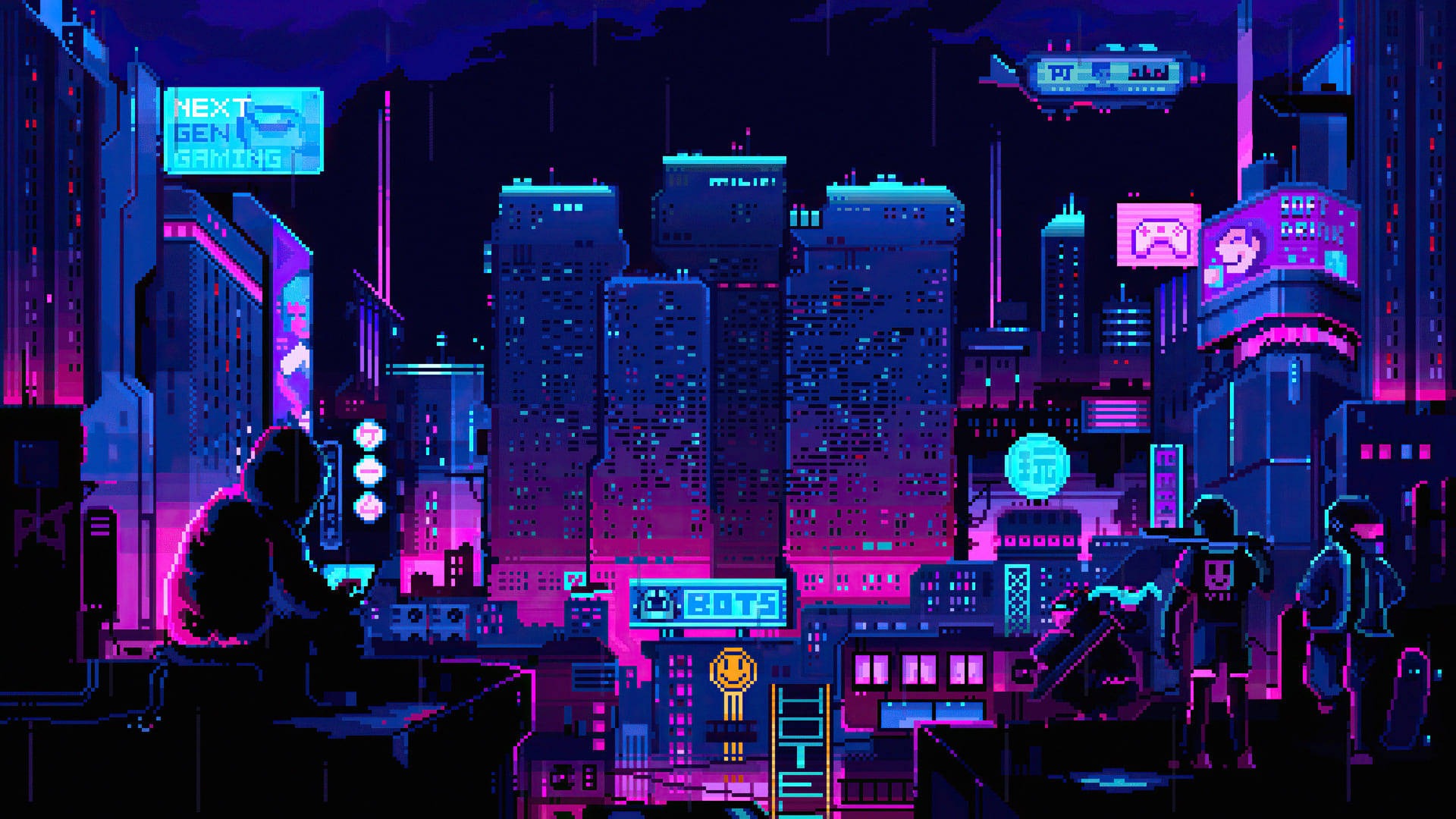 1920 X 1080 গেমিং সাইবারপাঙ্ক সিটি ওয়ালপেপার