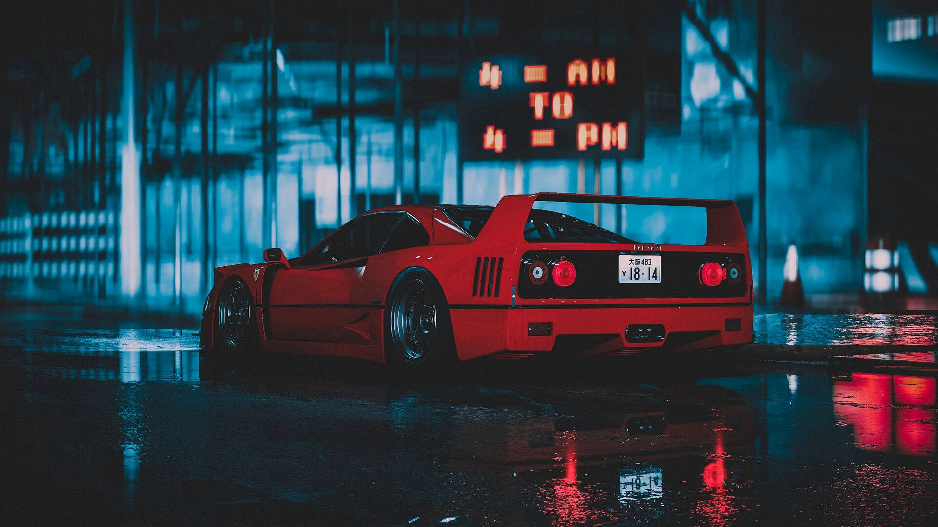 1920x1080 ফেরারি F40 পিছনের দৃশ্য ওয়ালপেপার