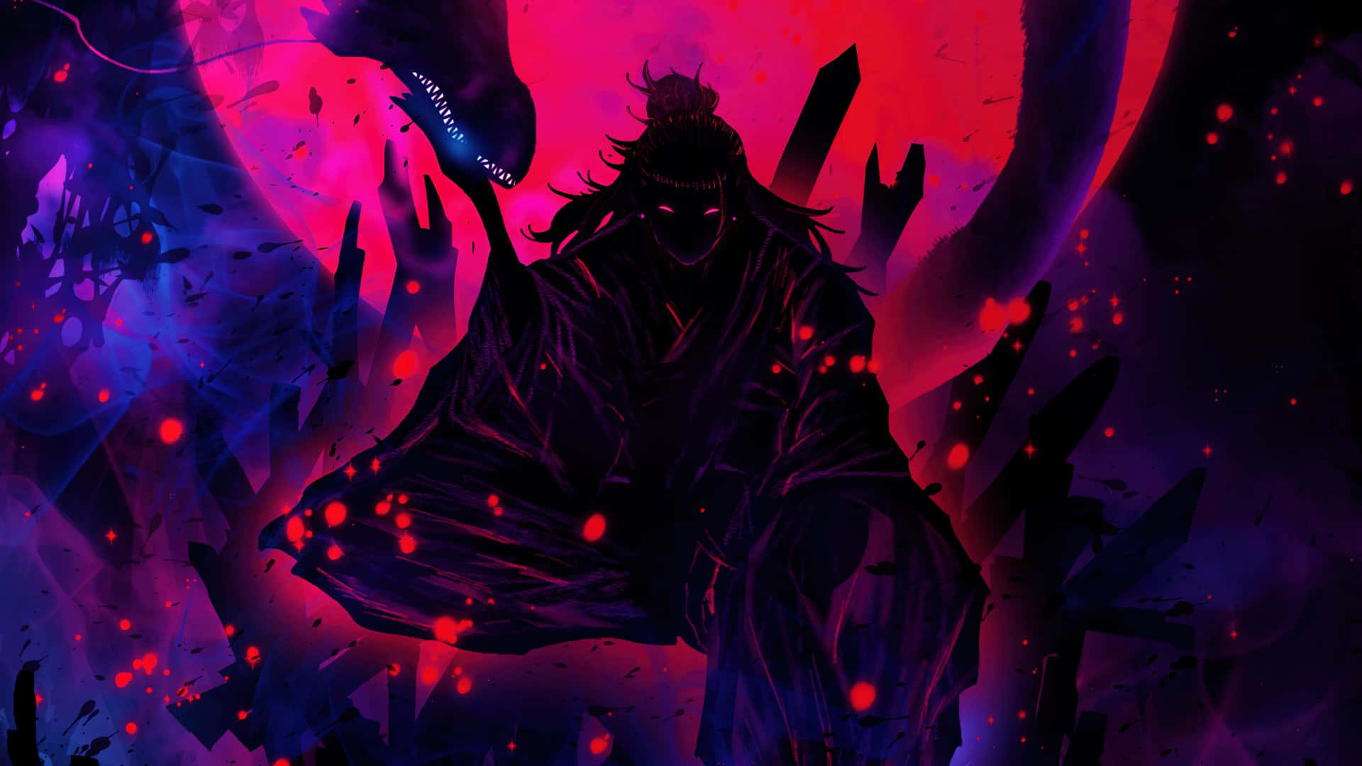 1920x1080 অ্যানিমে সুগুরু গেটো লাল নীল ওয়ালপেপার