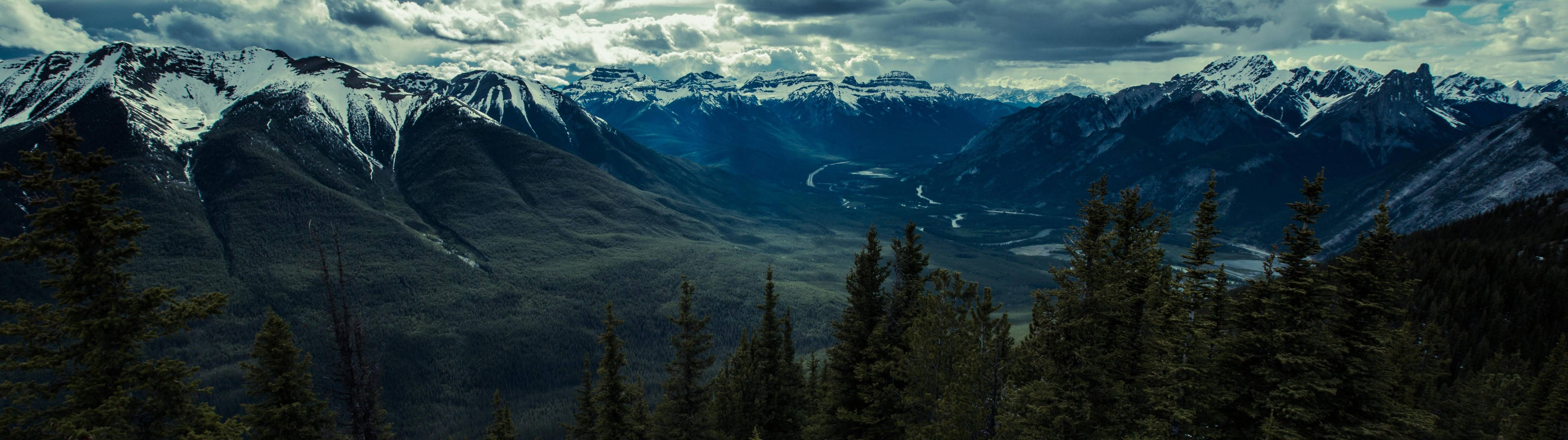 3840x1080 HD ডুয়াল মনিটর পর্বত ওয়ালপেপার
