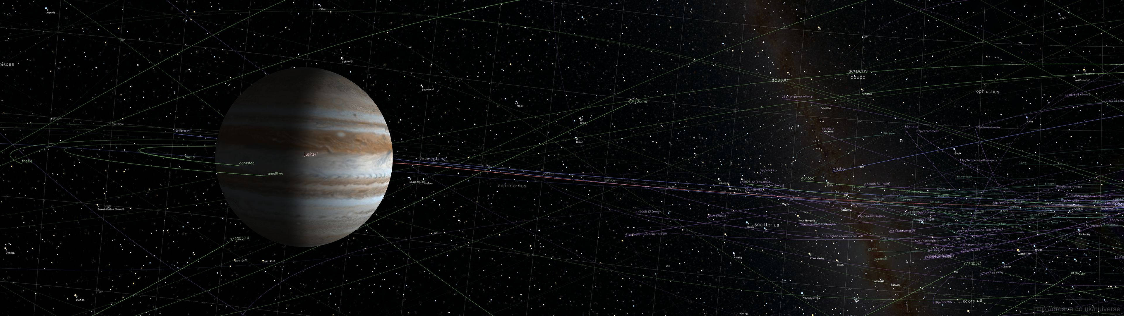 3840x1080 এইচডি ডুয়াল মনিটর জুপিটার ওয়ালপেপার