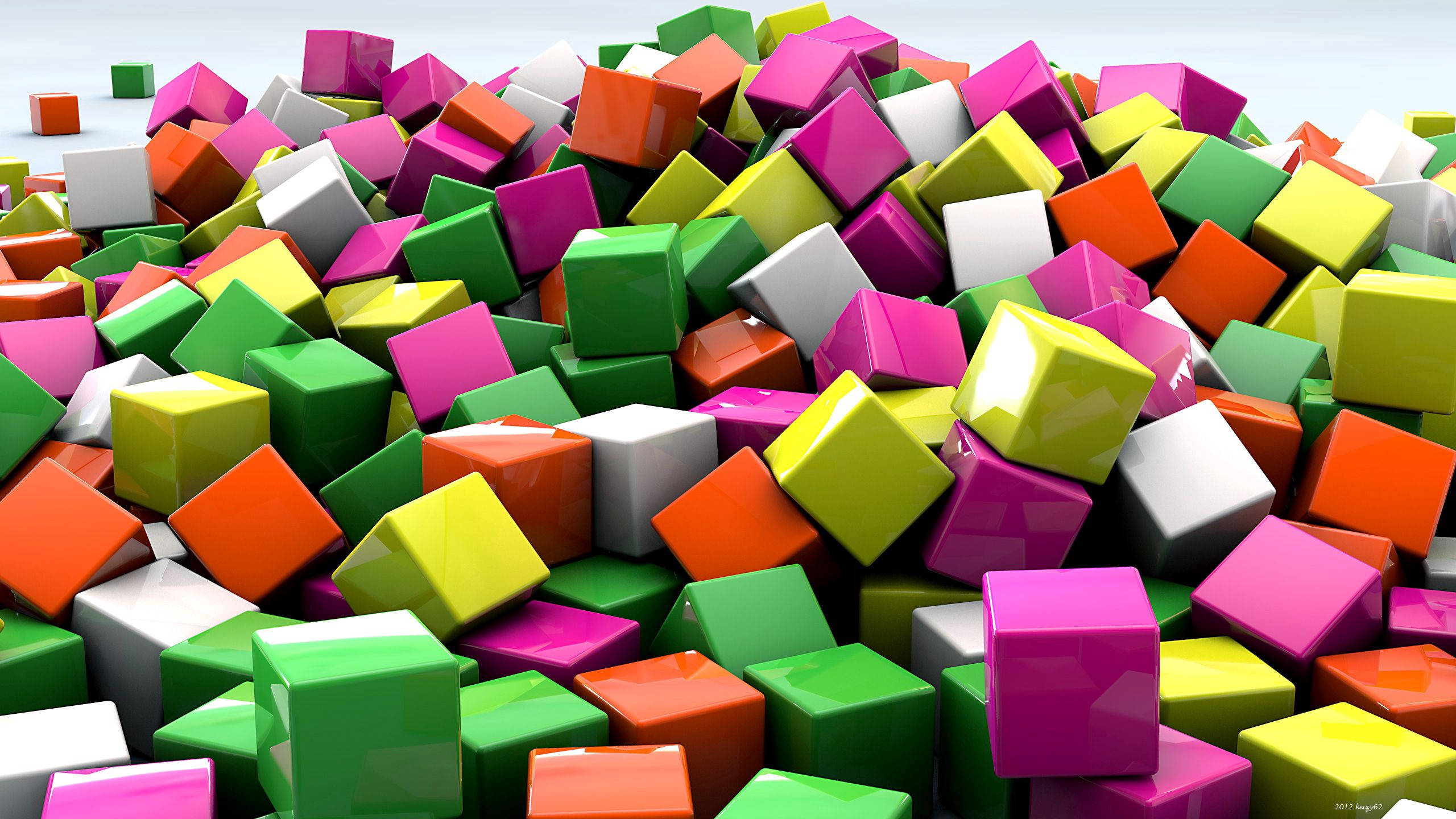 উজ্জ্বল রঙের 3D কিউব ওয়ালপেপার