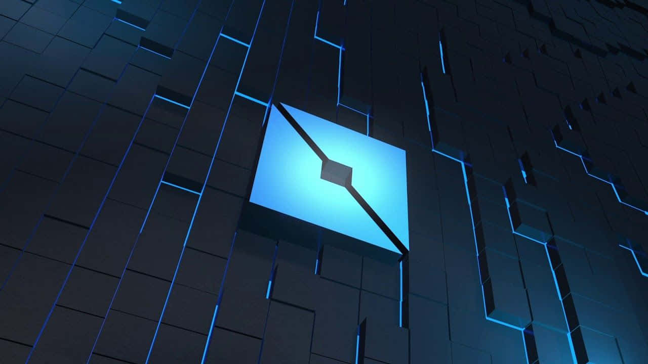 3D রোব্লক্স নীল বর্গাকার লোগো ওয়ালপেপার