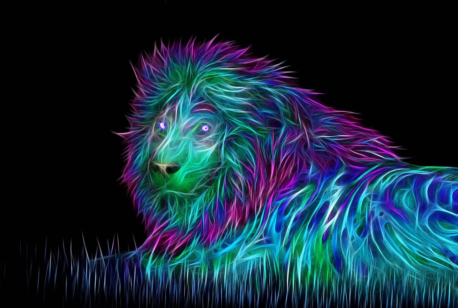 3D নিয়ন সিংহ ওয়ালপেপার