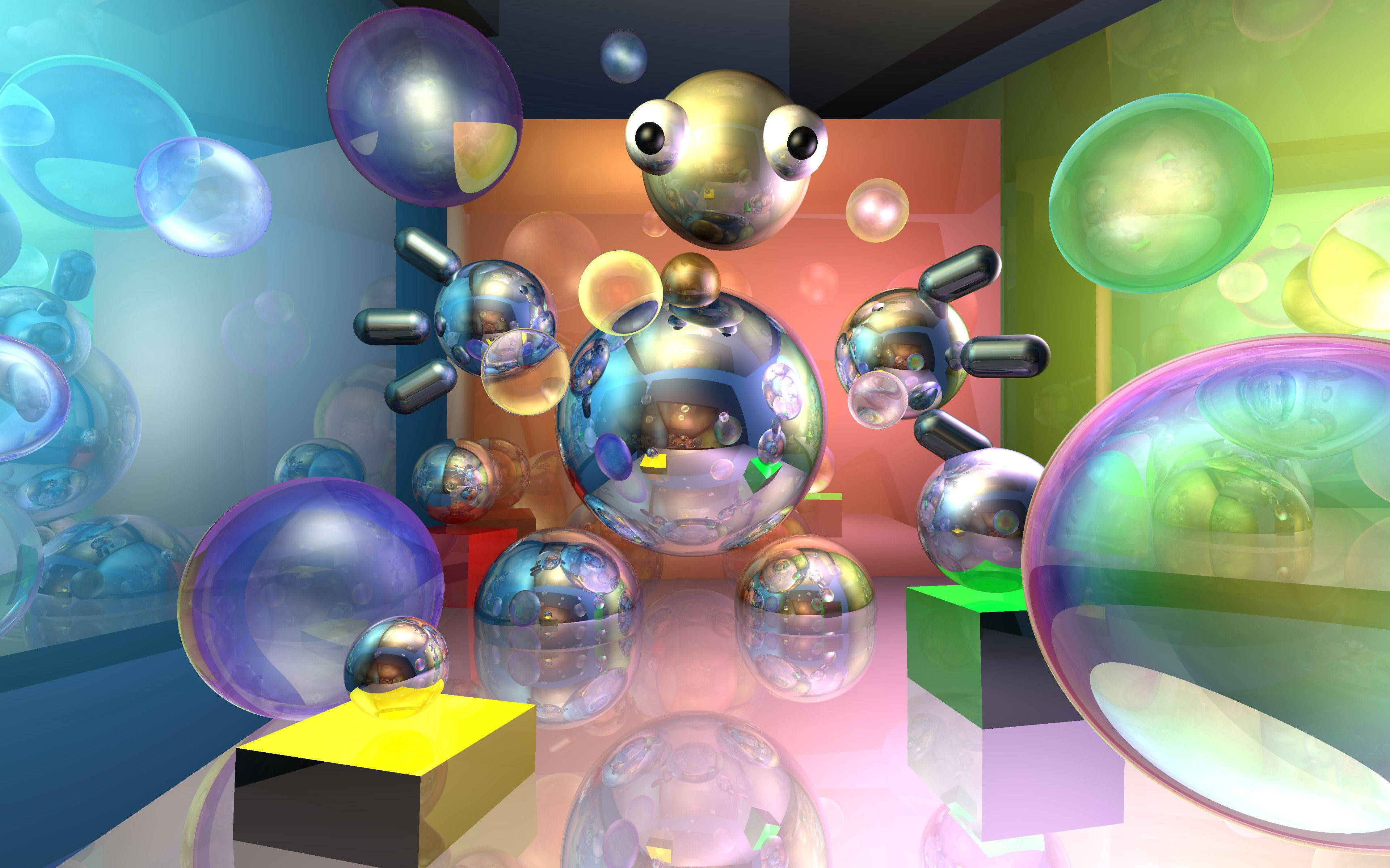 3D বুদবুদ অন্বেষণরত রোবট ওয়ালপেপার