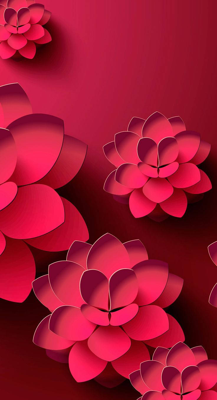 3D ফোন ম্যাজেন্টা পদ্ম ফুল ওয়ালপেপার