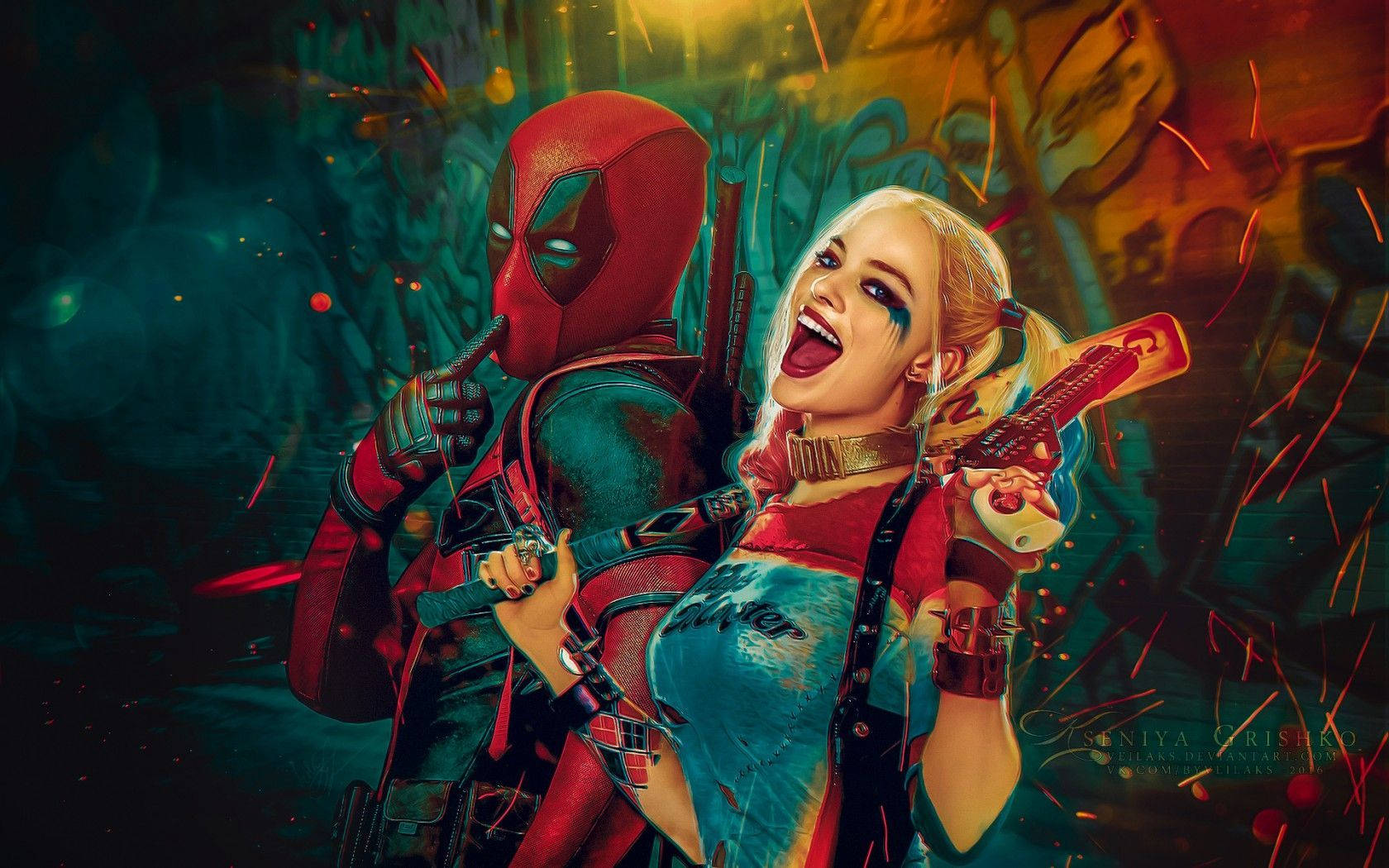 4K হার্লি কুইন ও ডেডপুল ওয়ালপেপার