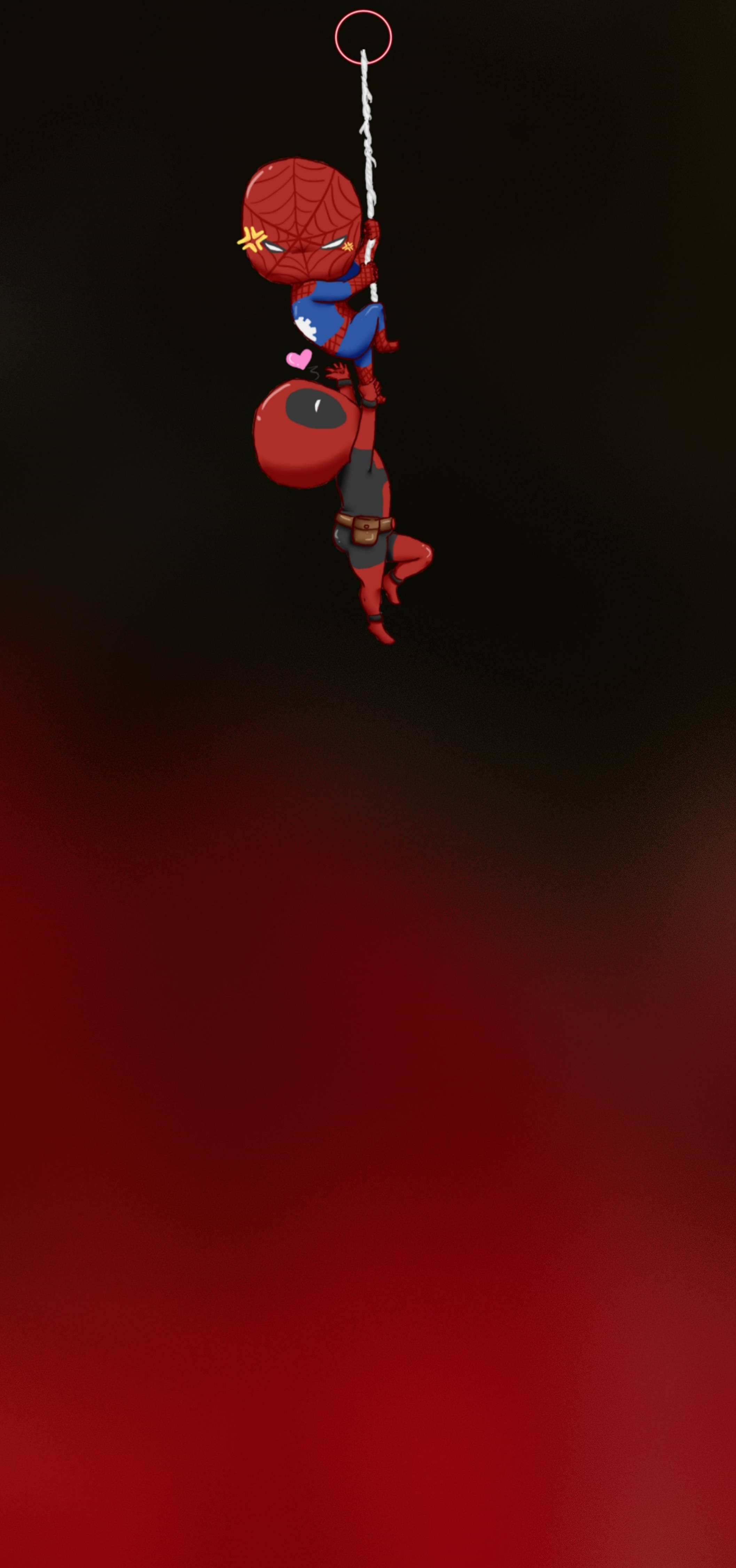 মজার ডেডপুল এবং স্পাইডারম্যান পাঞ্চ হোল 4K ওয়ালপেপার