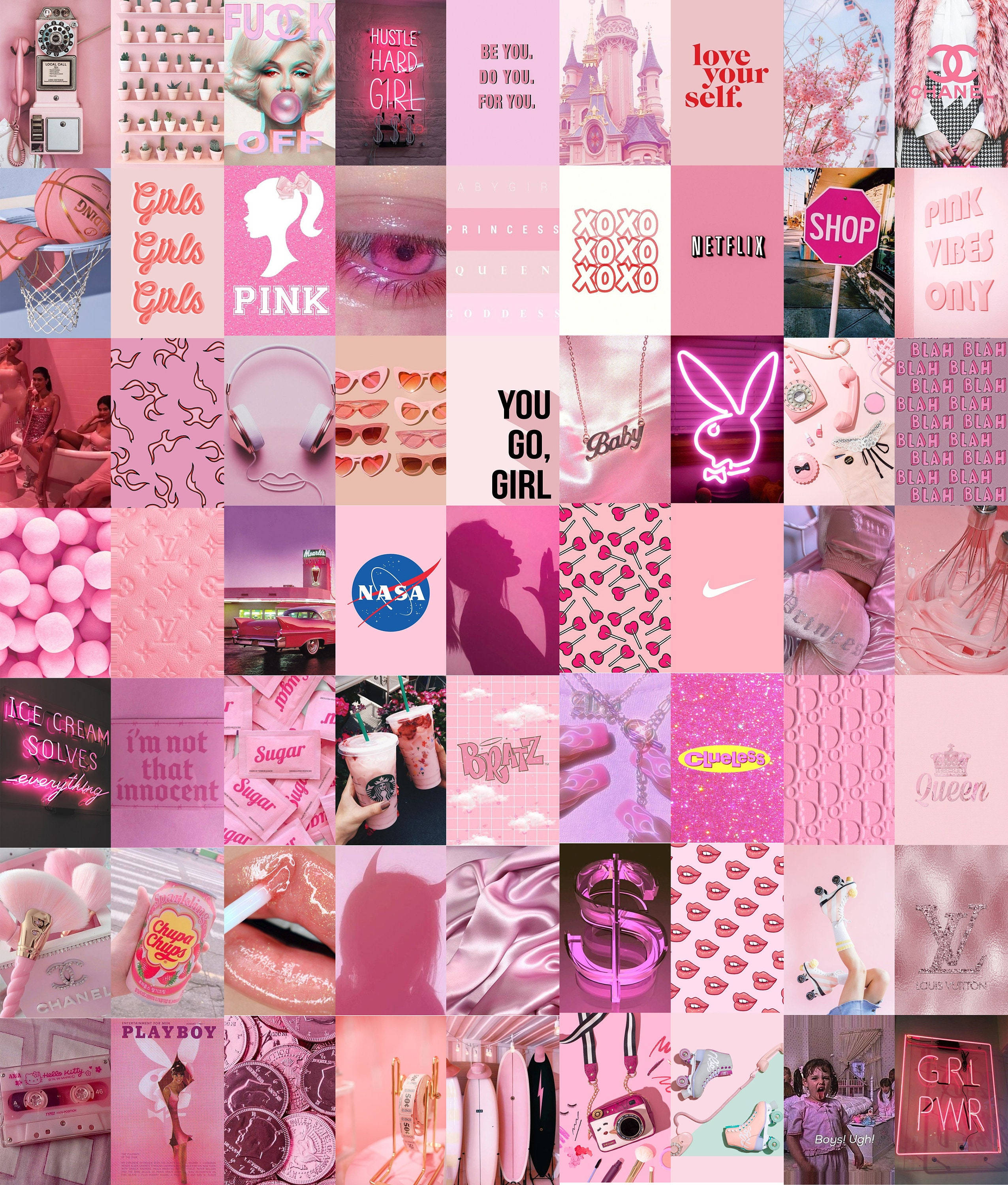 Aesthetic Pastel Pink Collage ওয়ালপেপার