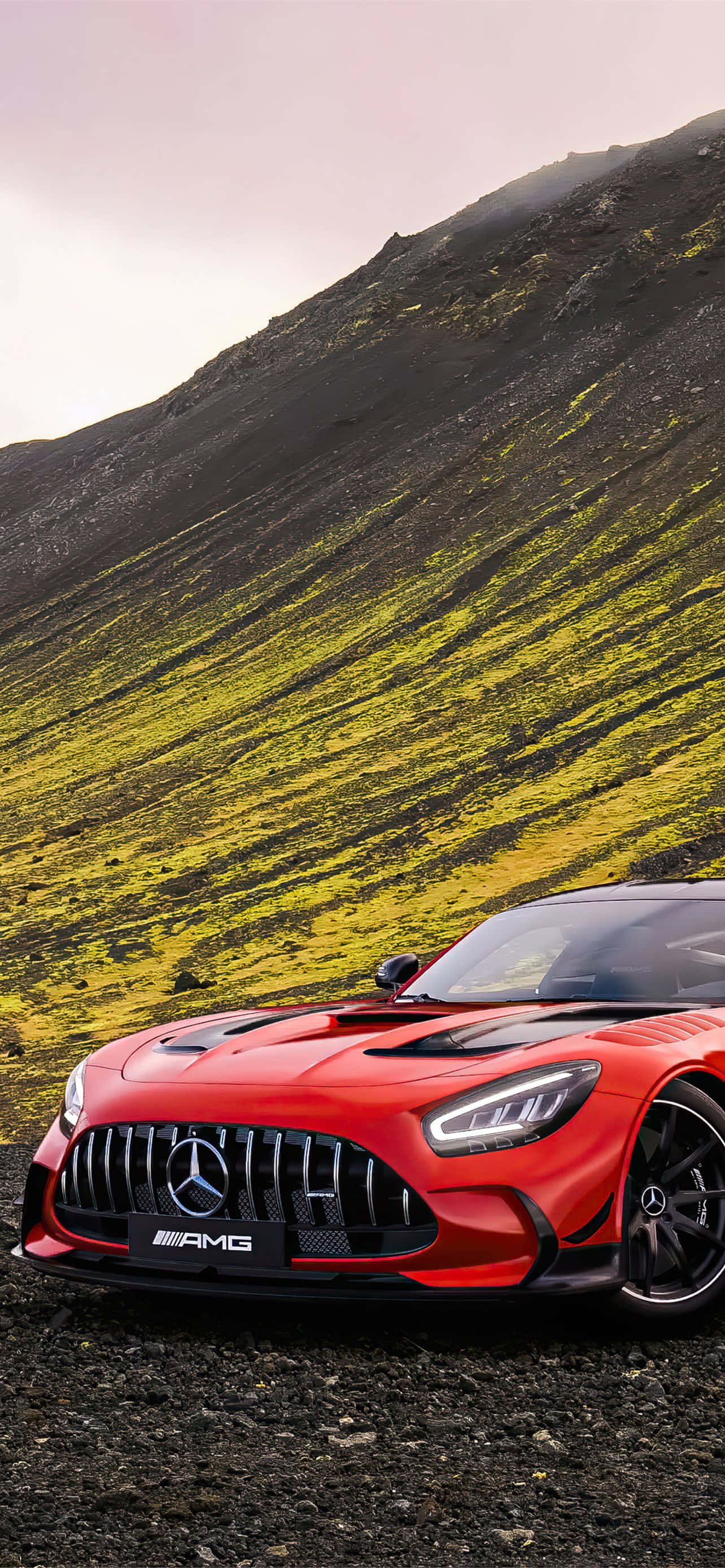Android কমলা Amg Gt-r পাহাড় পটভূমি ওয়ালপেপার