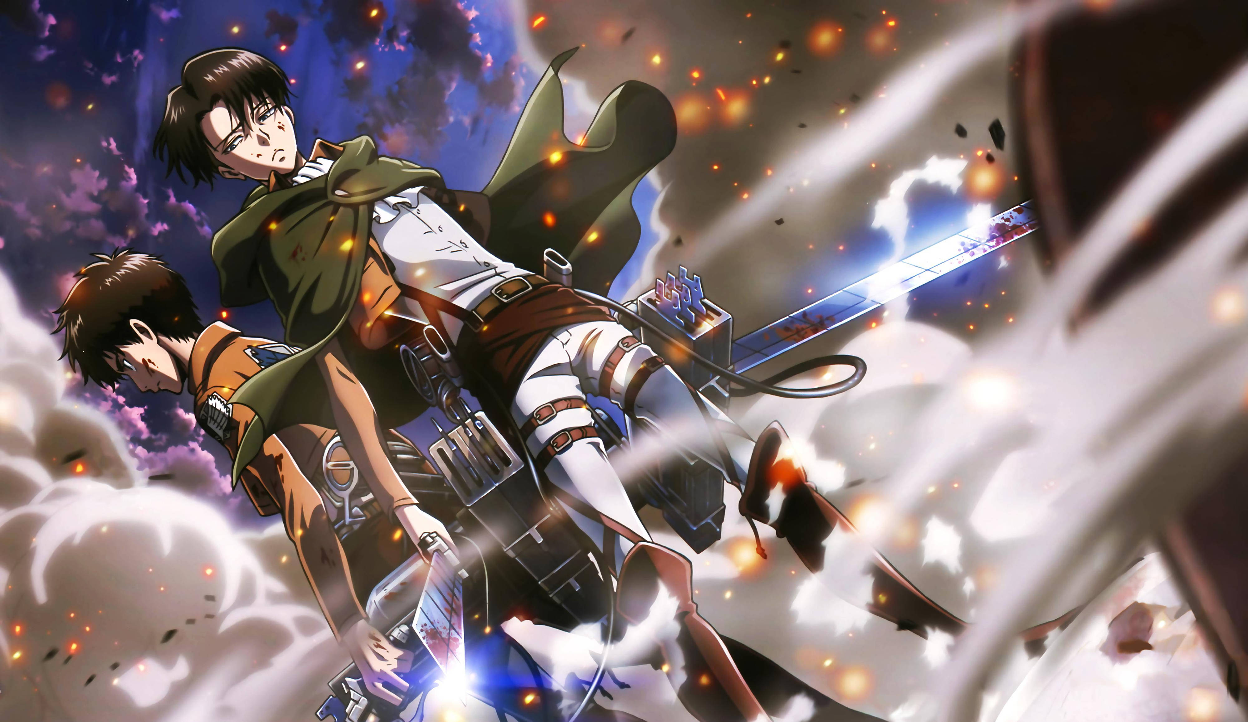 AOT Levi Eren অ্যানিমে 4K ওয়ালপেপার