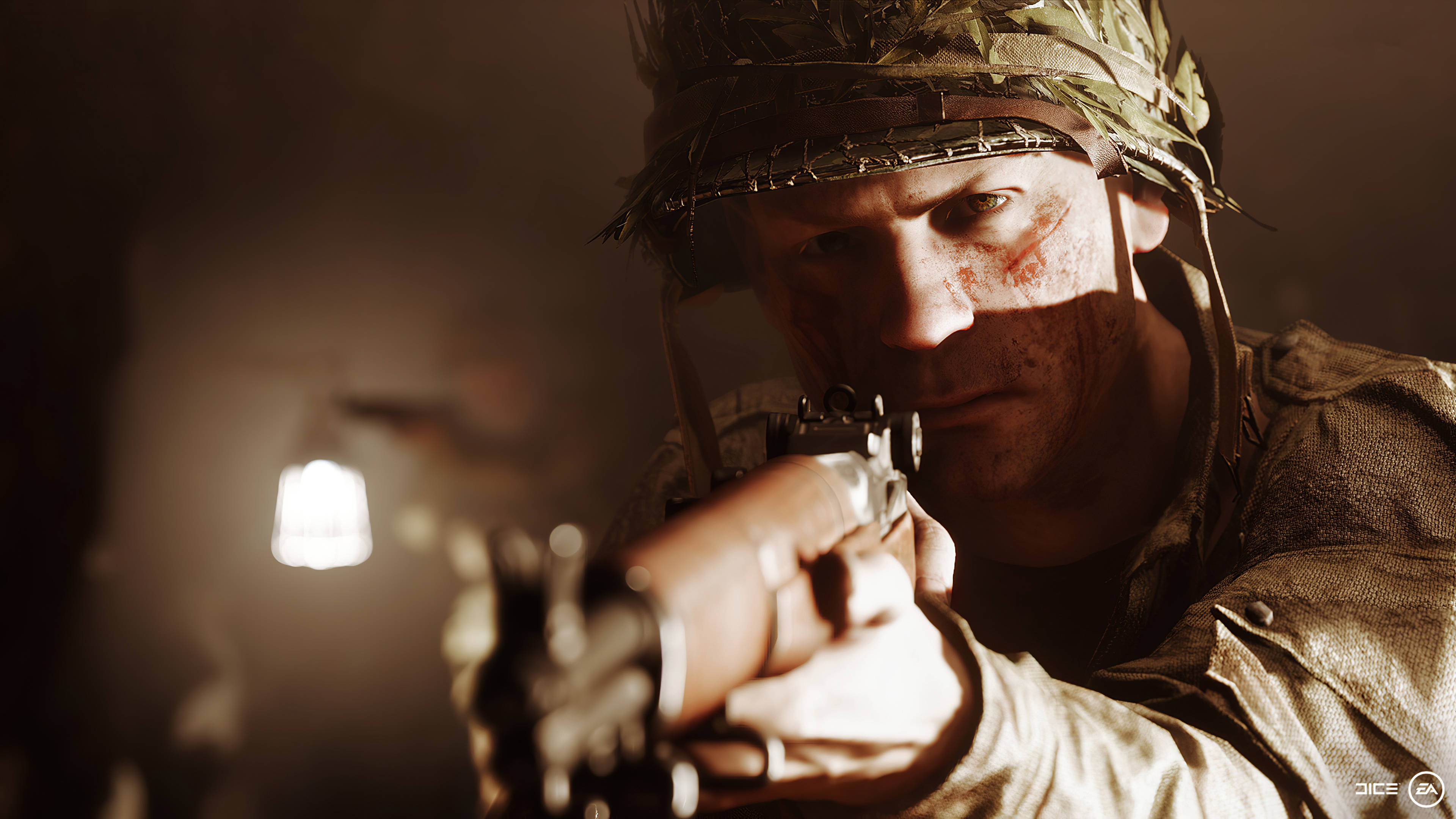 Battlefield 5 4K ক্লোজ-আপ বন্দুক তাক করা ওয়ালপেপার