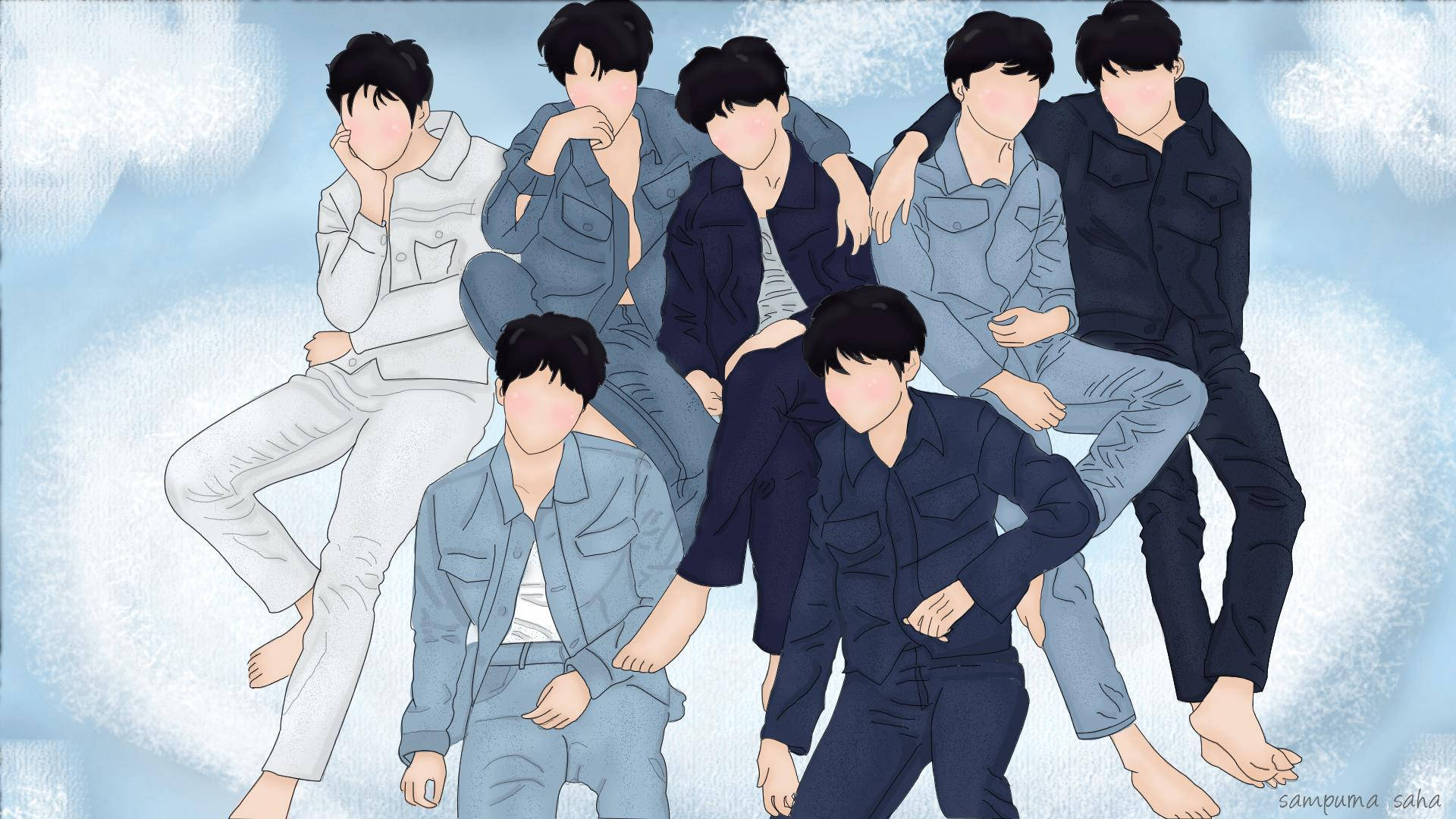 BTS 2020 অ্যানিমেটেড আর্ট ওয়ালপেপার