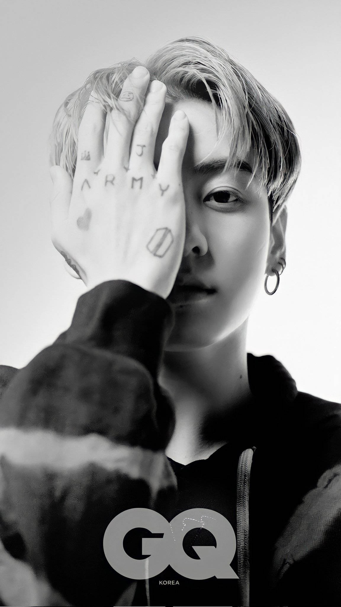 কালো এবং সাদা BTS JK ফটোশুট ওয়ালপেপার