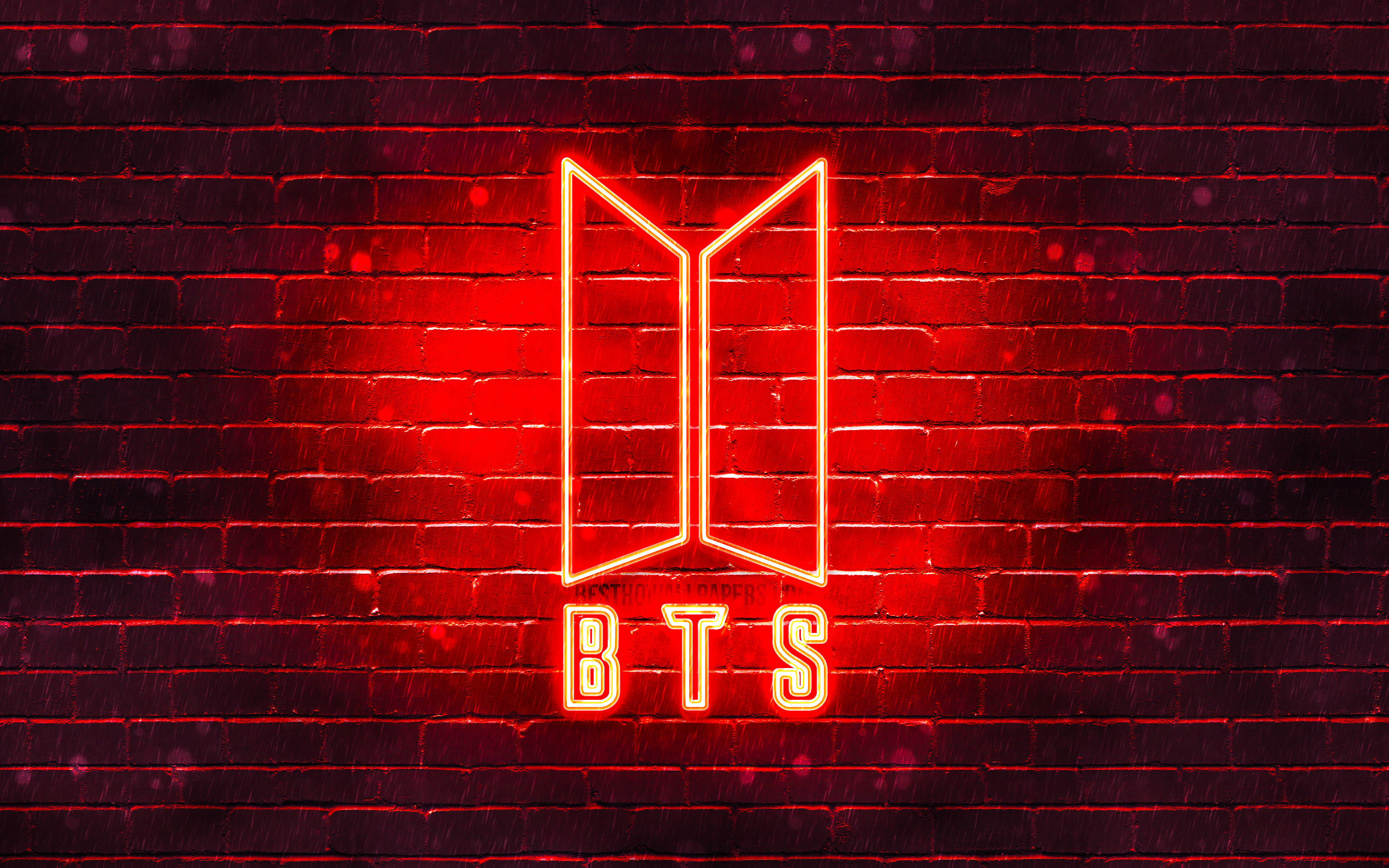 নিয়ন লাল BTS লোগো ওয়ালপেপার