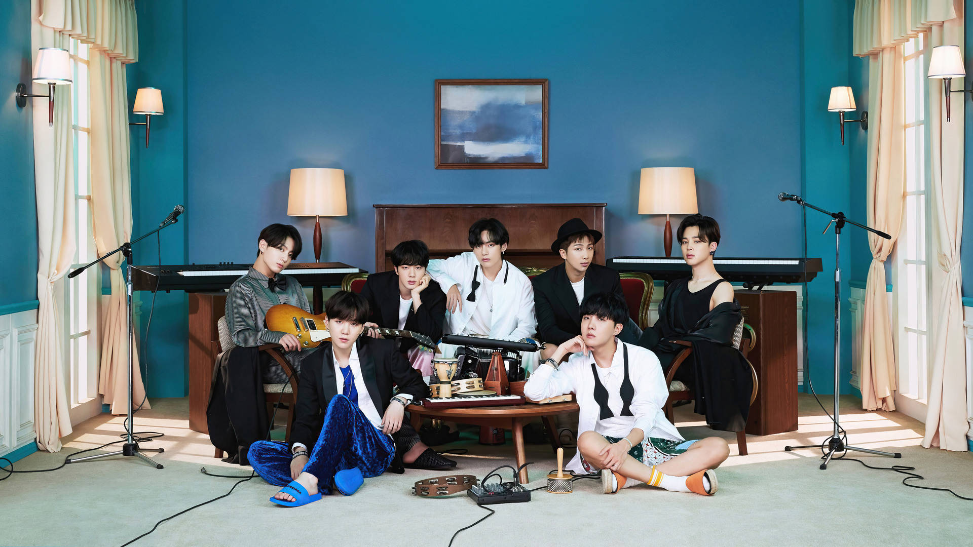 BTS গ্রুপ ফটো বিই অ্যালবাম ওয়ালপেপার