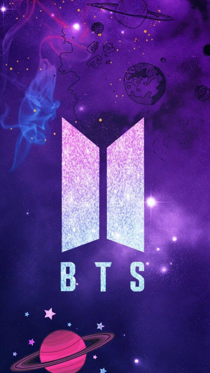 BTS গ্যালাক্সি লোগো গ্রহ সহ ওয়ালপেপার