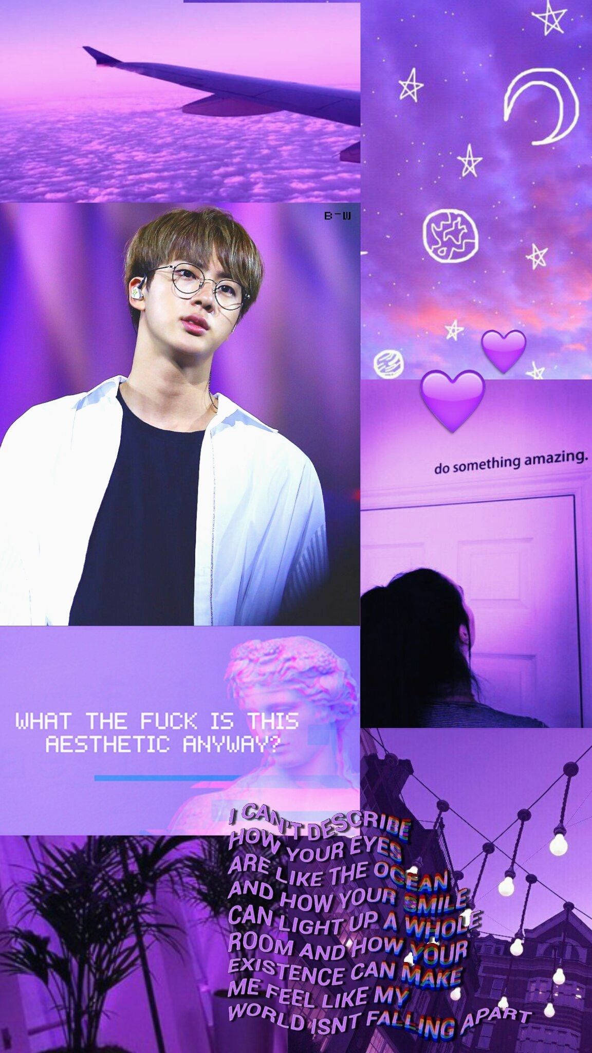 BTS জিন প্যাস্টেল পার্পল অ্যাস্থেটিক ওয়ালপেপার