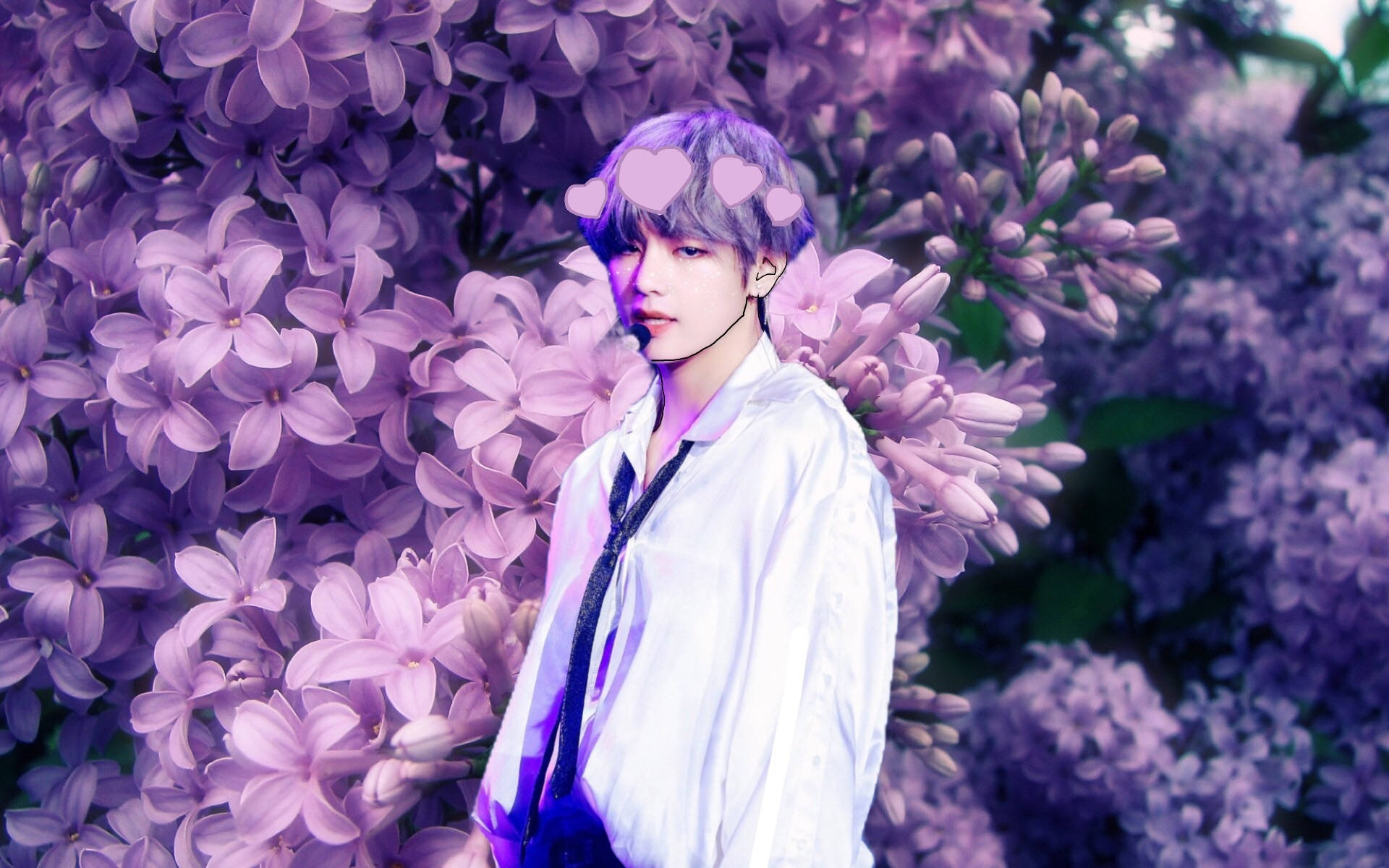 BTS বেগুনি ভি ফুলের নান্দনিকতা ওয়ালপেপার