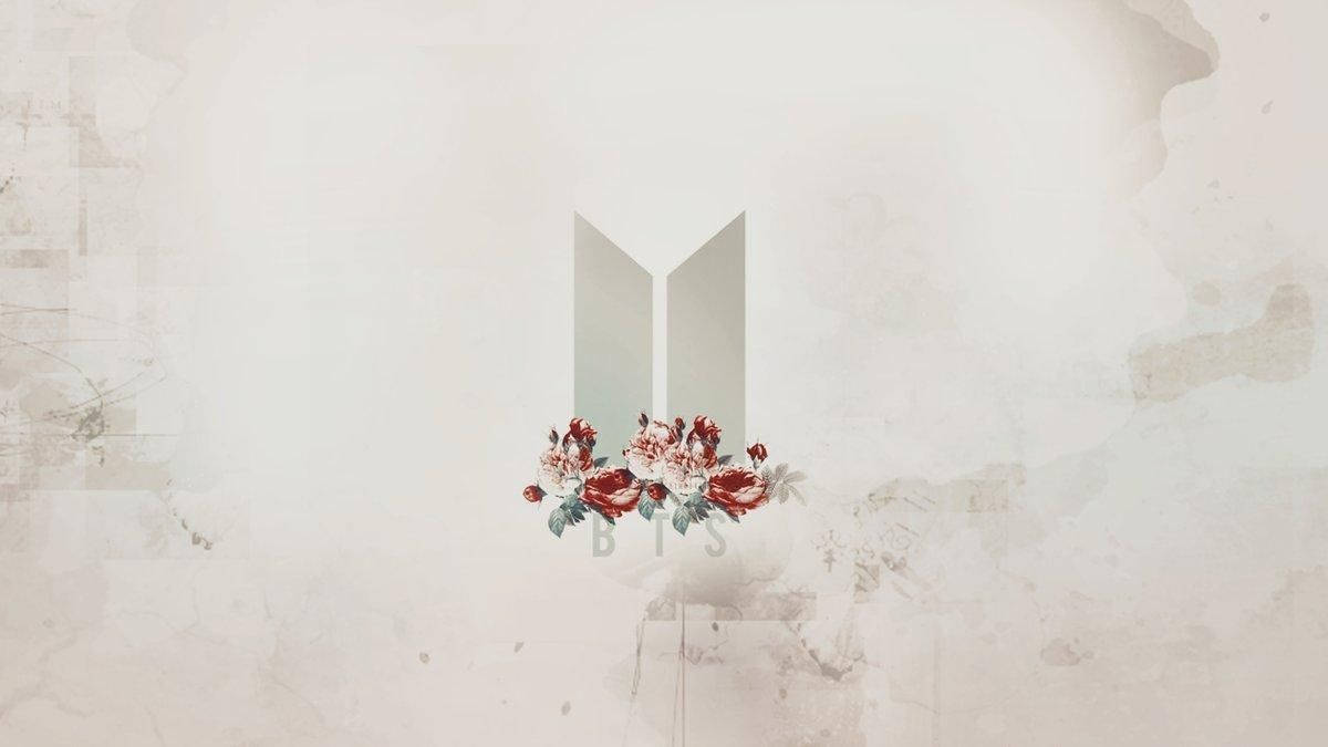 BTS লোগো ফুল সহ ল্যাপটপ ওয়ালপেপার