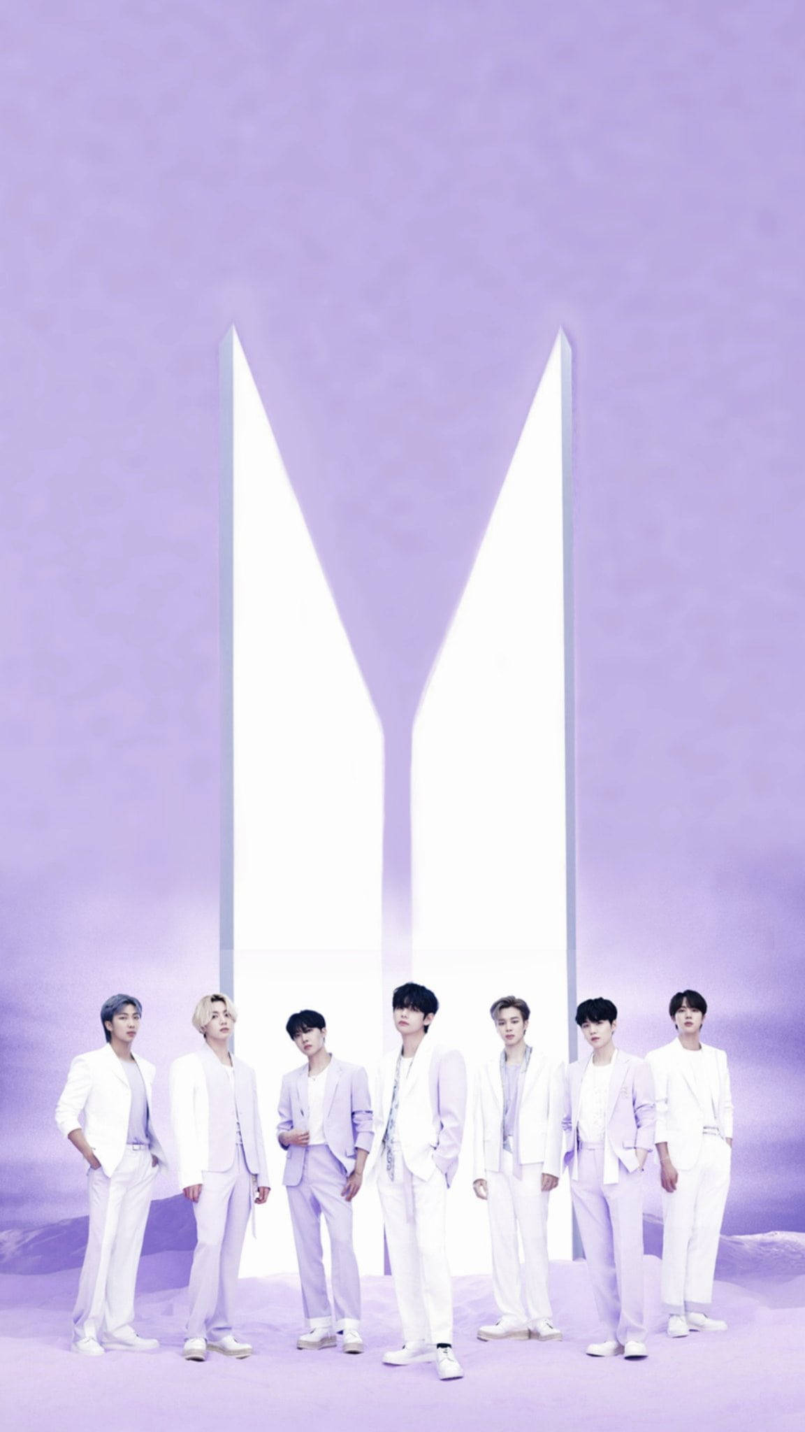 BTS সাদা স্যুট বেগুনি নান্দনিক ওয়ালপেপার