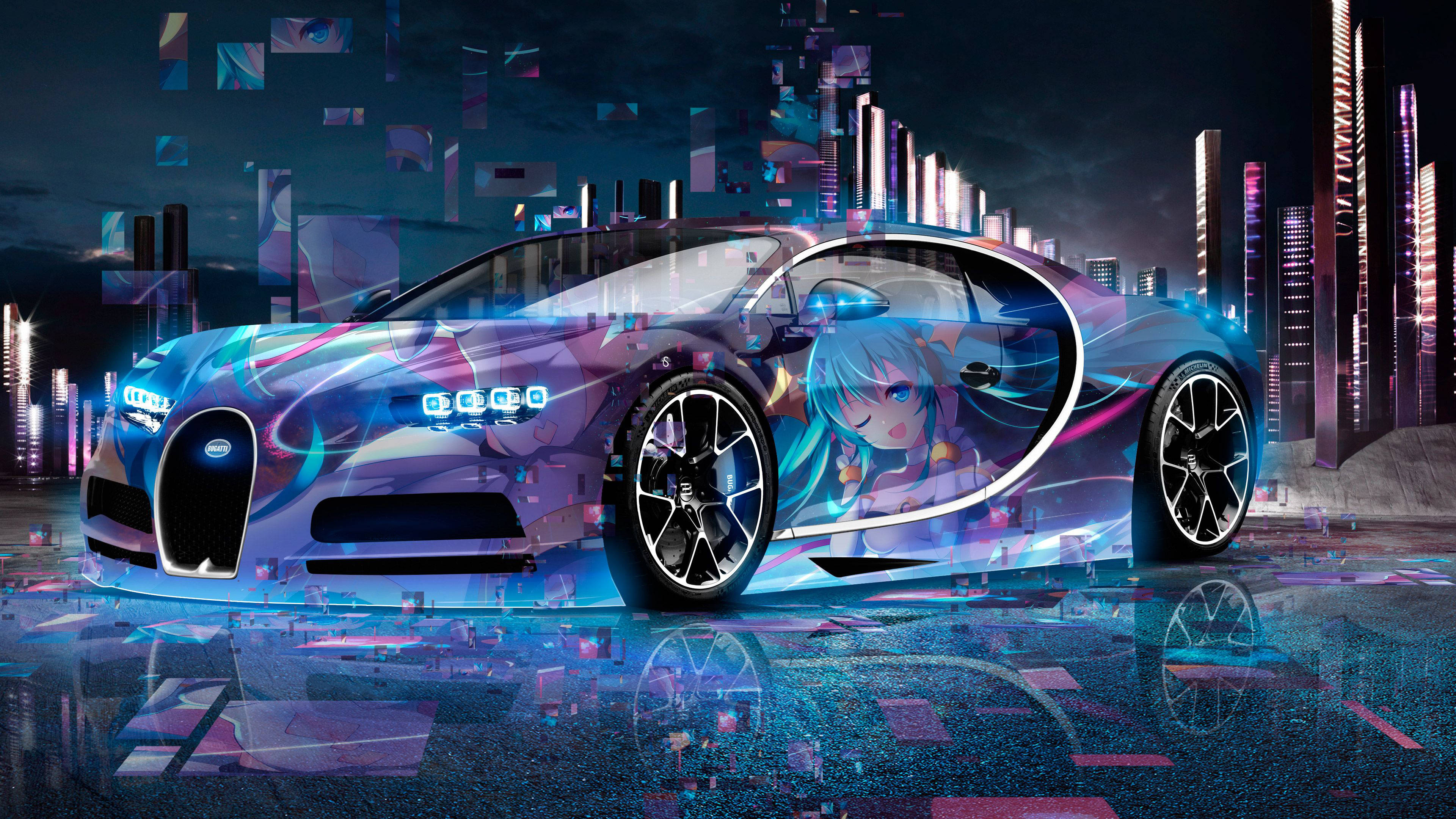 Bugatti Chiron অ্যানিমে কার ওয়ালপেপার