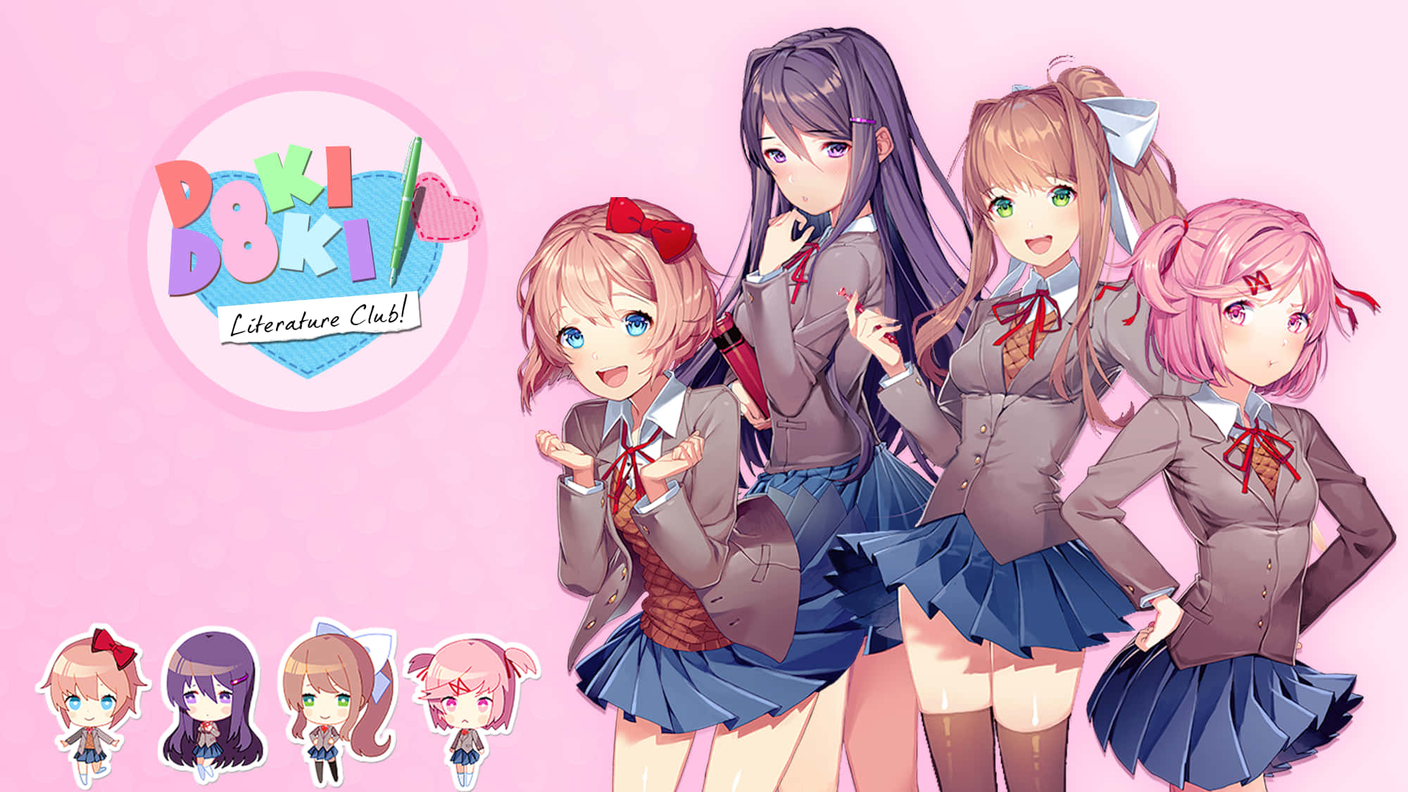 সাদা ব্যাকগ্রাউন্ডে DDLC মেয়েরা লোগোসহ ওয়ালপেপার