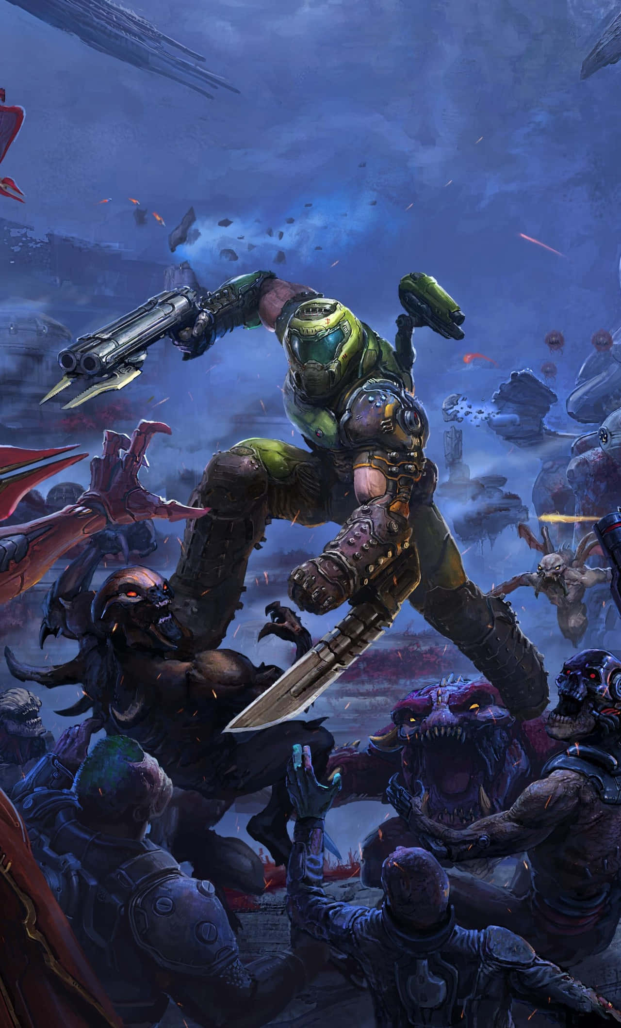 Doom Guy Pixel 3xl Doom Eternal মনস্টার ব্যাকগ্রাউন্ড ওয়ালপেপার