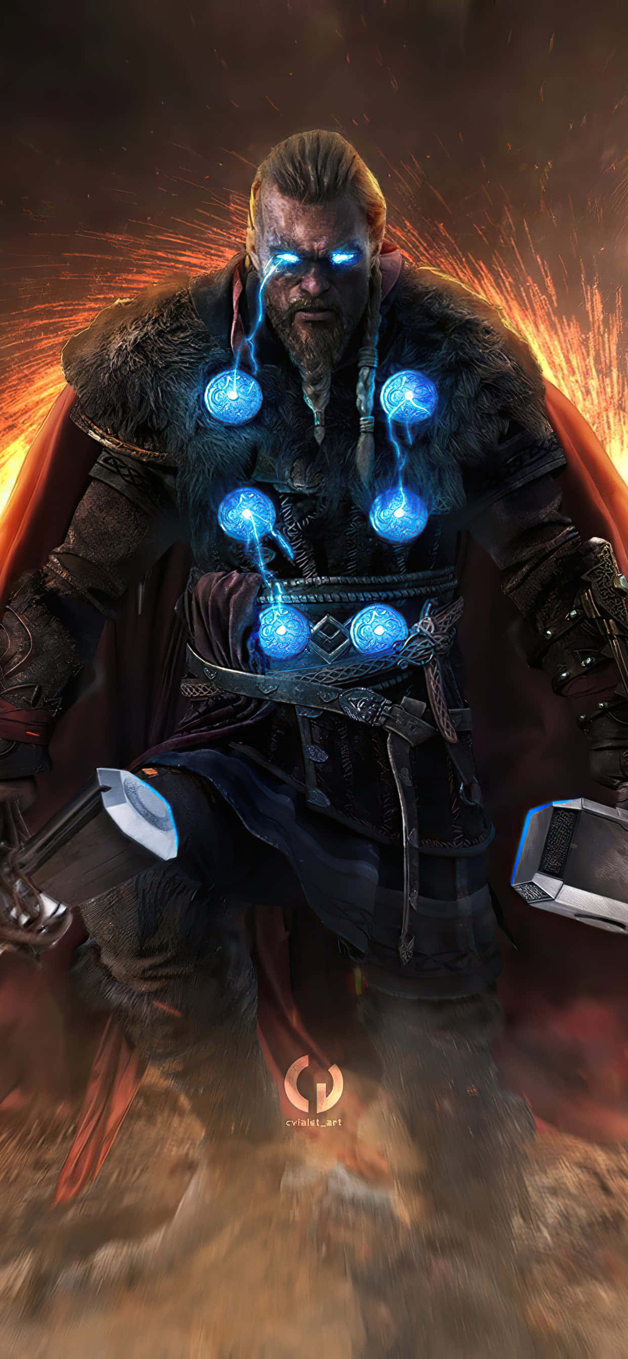আইফোন XS ম্যাক্স Assassin's Creed Valhalla ব্যাকগ্রাউন্ডের জন্য বজ্রের দেবতা ইভর ওয়ালপেপার