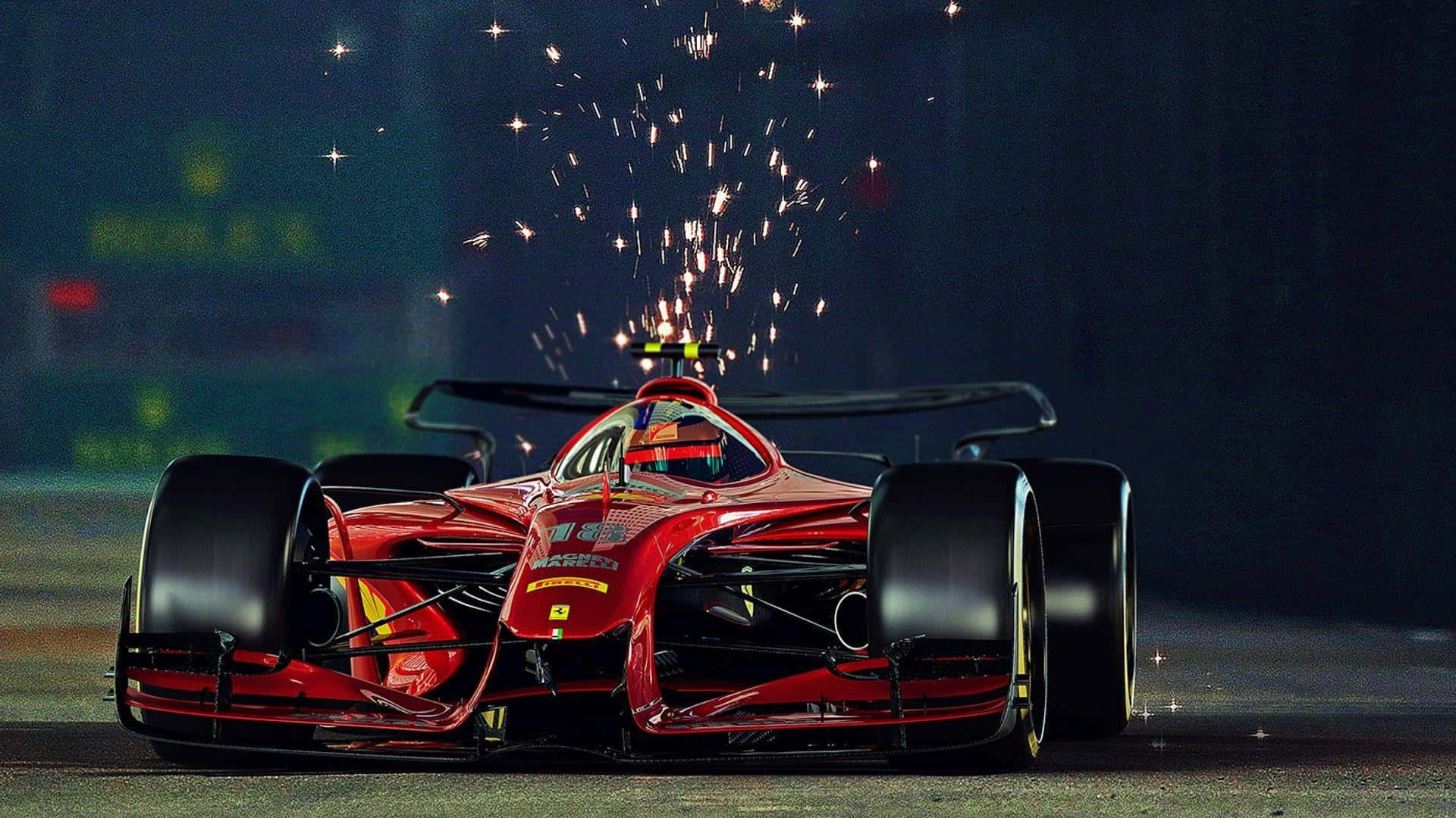 F1 গেম লাল রেস কার স্পার্কস ওয়ালপেপার