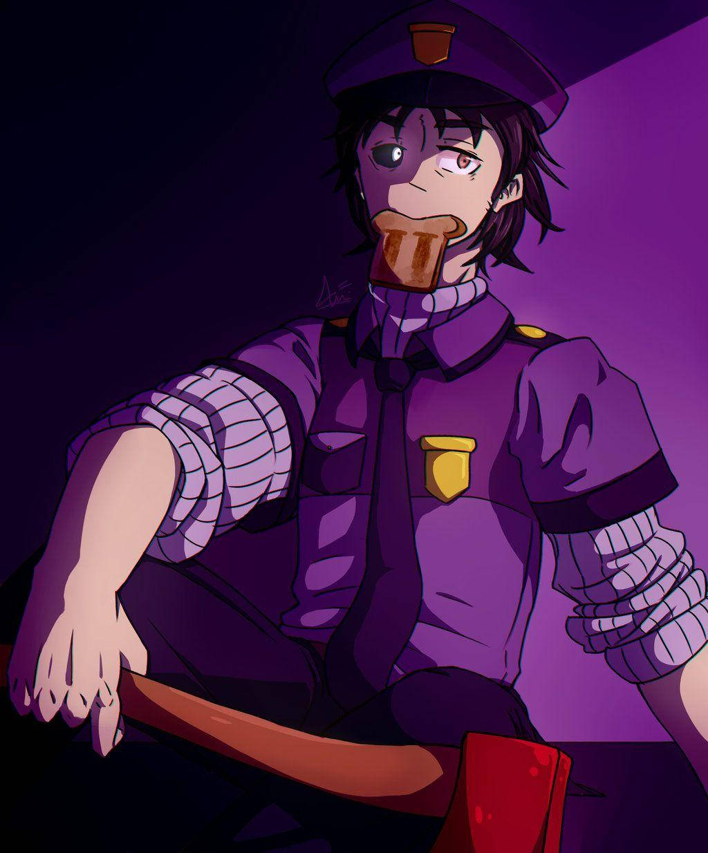 FNAF পার্পল গাই অ্যানিমে ফ্যানার্ট ওয়ালপেপার