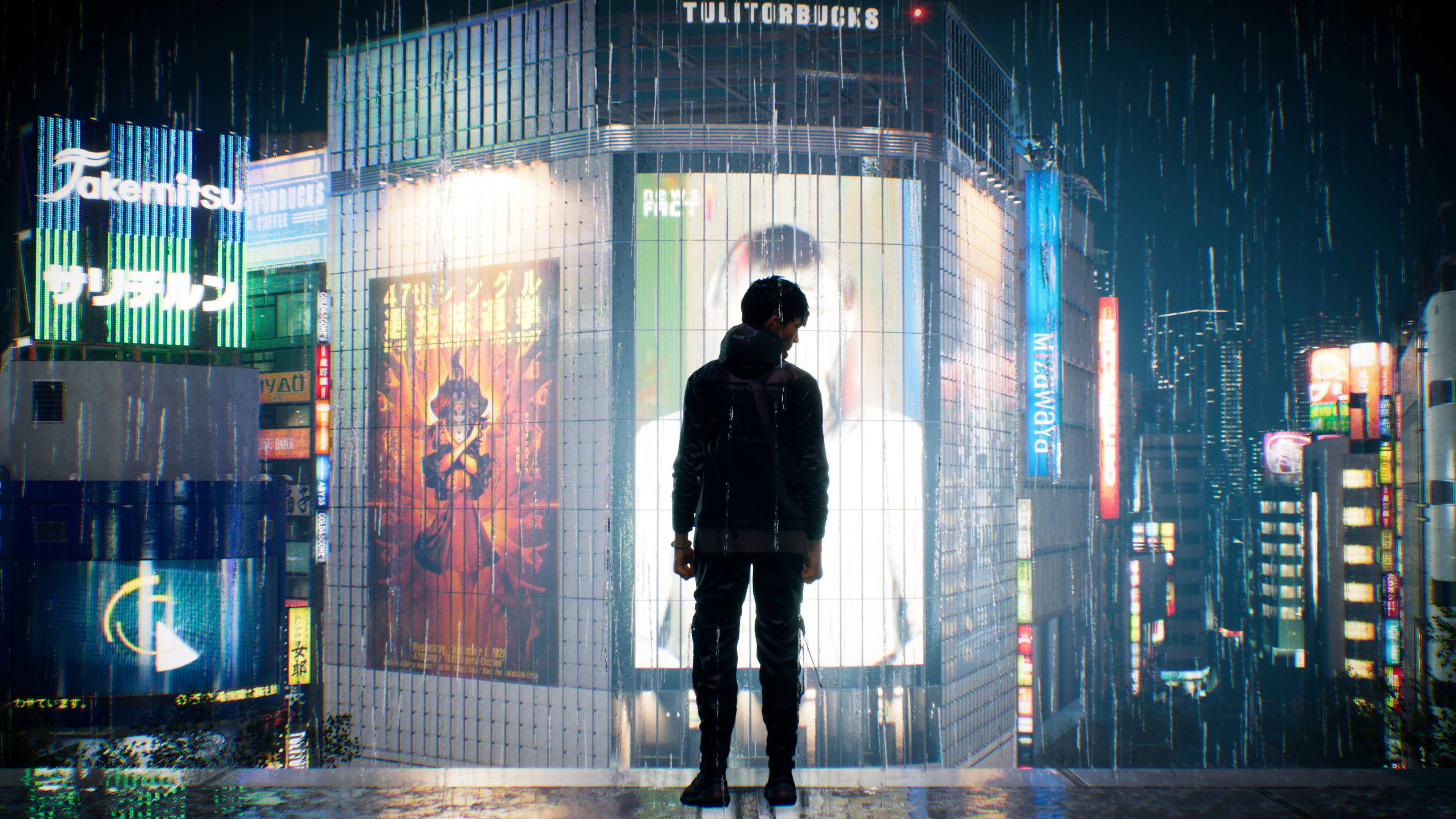 Ghostwire Tokyo আকিতো বৃষ্টি ওয়ালপেপার