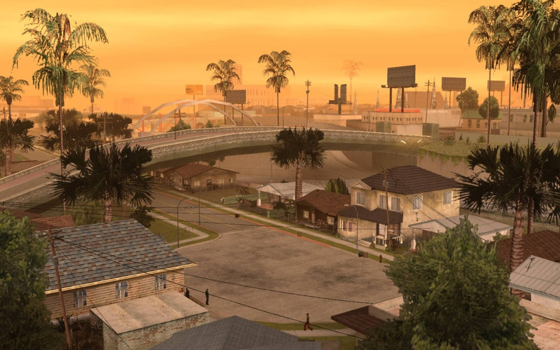 GTA SA 4K শহরের সূর্যাস্ত ওয়ালপেপার