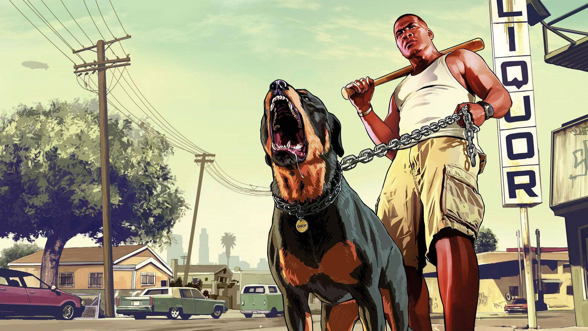 GTA SA 4K কার্ল জনসন কুকুর ওয়ালপেপার