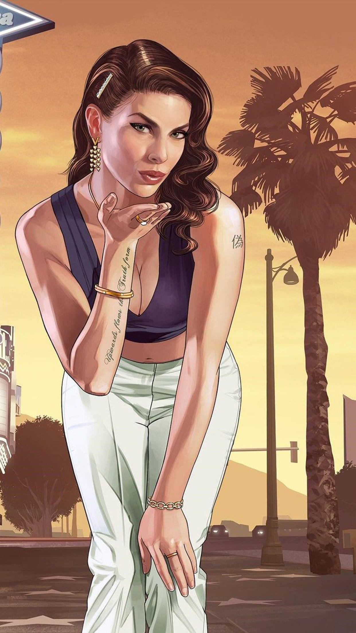 GTA আইফোন ব্রুনেট মেয়ে ওয়ালপেপার