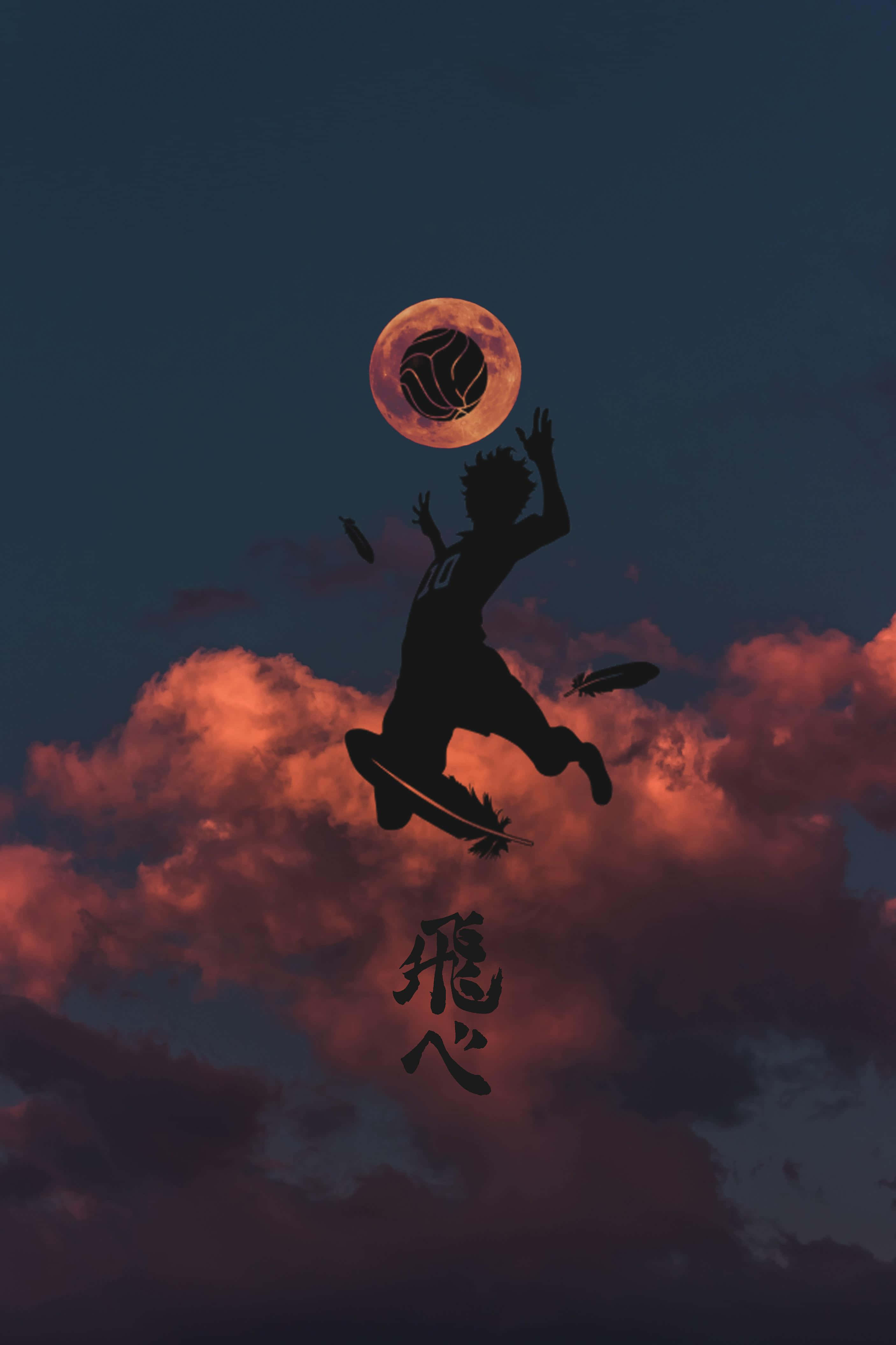 Haikyuu iPhone Shoyo Hinata সিলুয়েট ডিজিটাল আর্ট ওয়ালপেপার