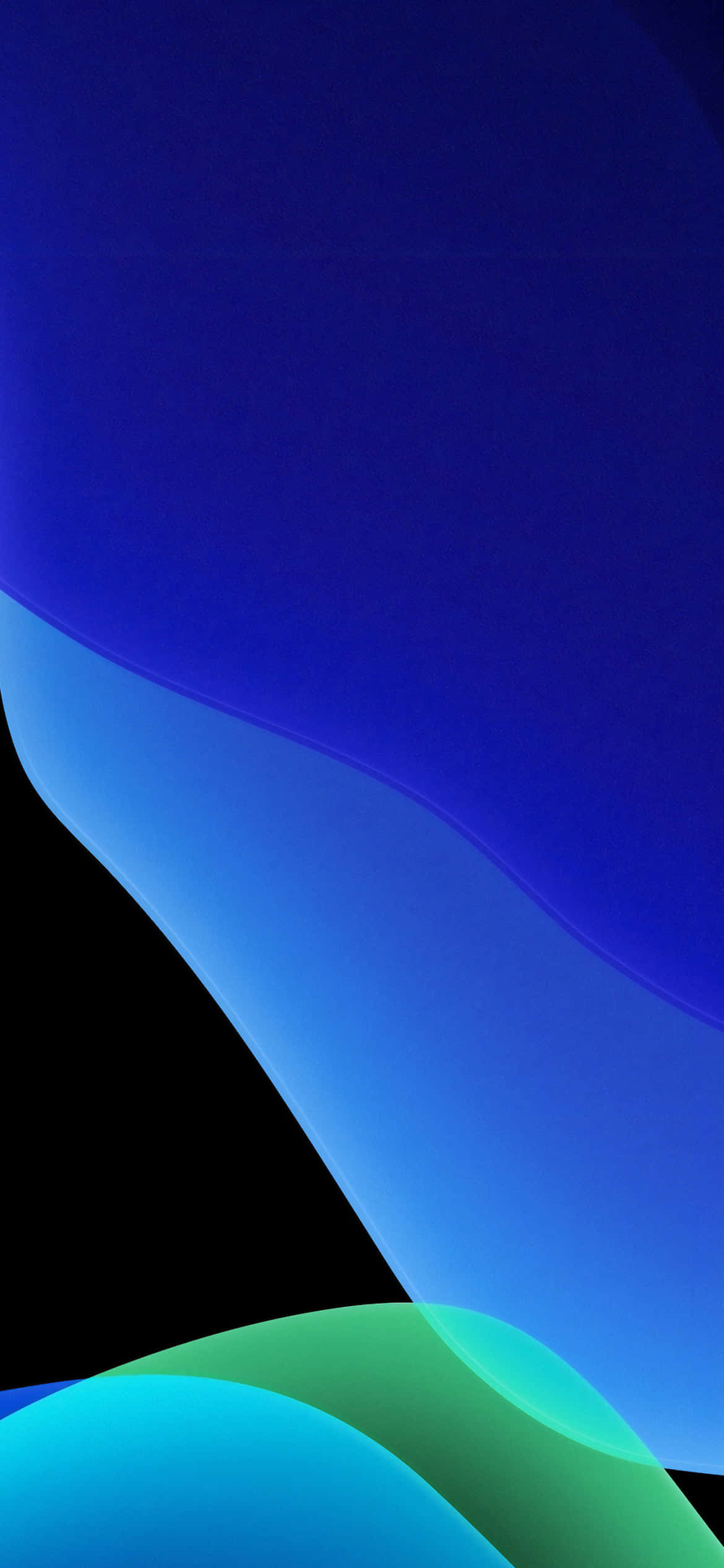 iOS 13 সবুজ নীল ও কালো ব্যাকগ্রাউন্ড ওয়ালপেপার