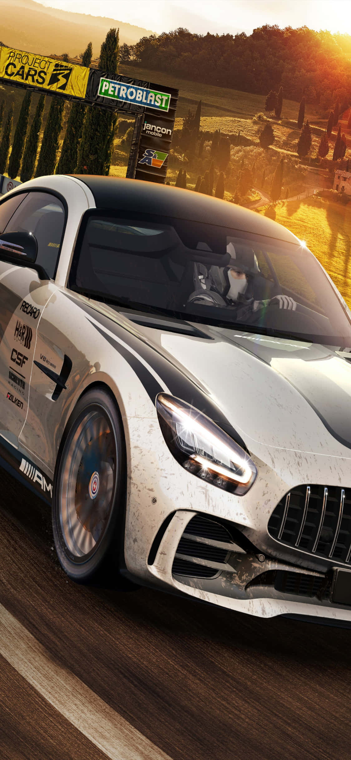 iPhone X Project Cars Background Light Grey Mercedes AMG GT ওয়ালপেপার