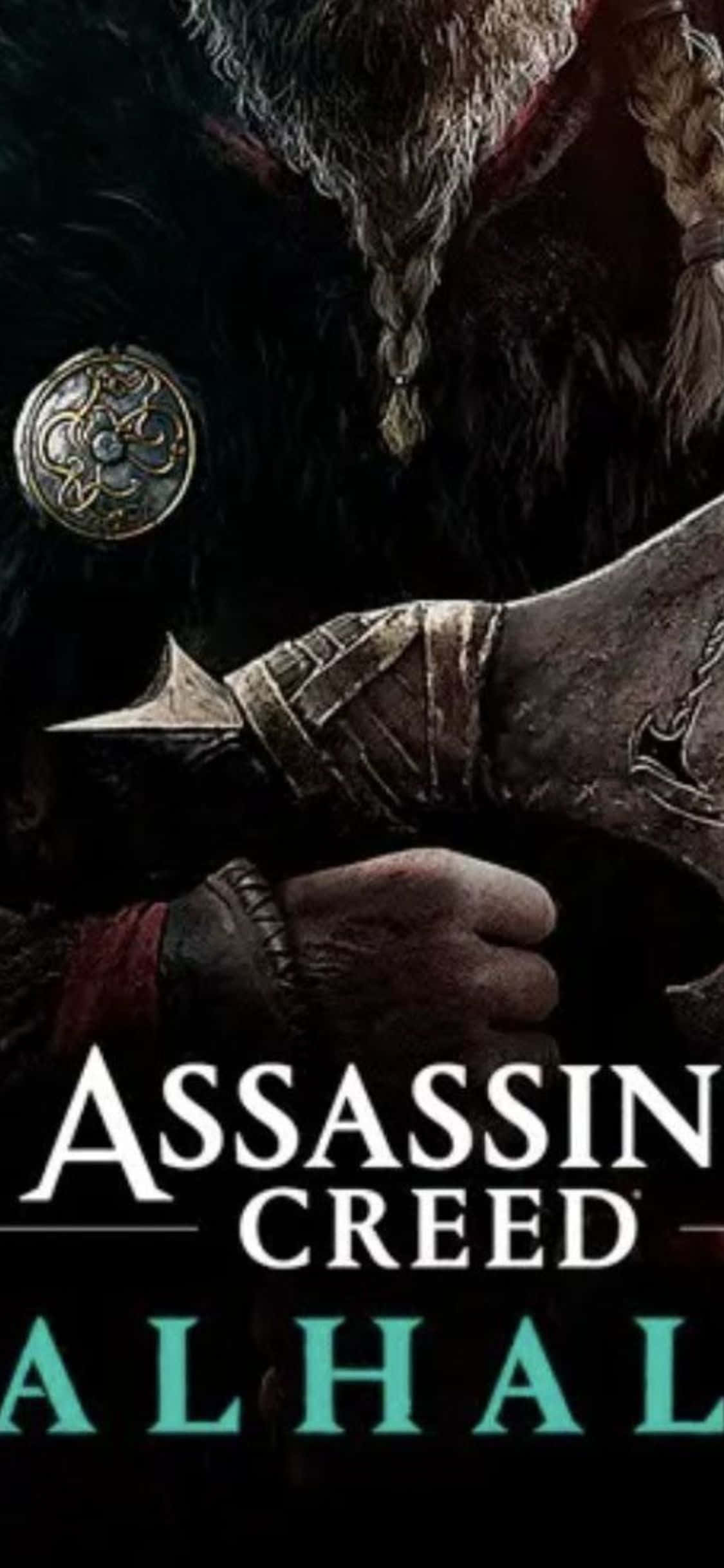 iPhone XS Assassin's Creed Valhalla গেম টাইটেল পোস্টার ব্যাকগ্রাউন্ড ওয়ালপেপার