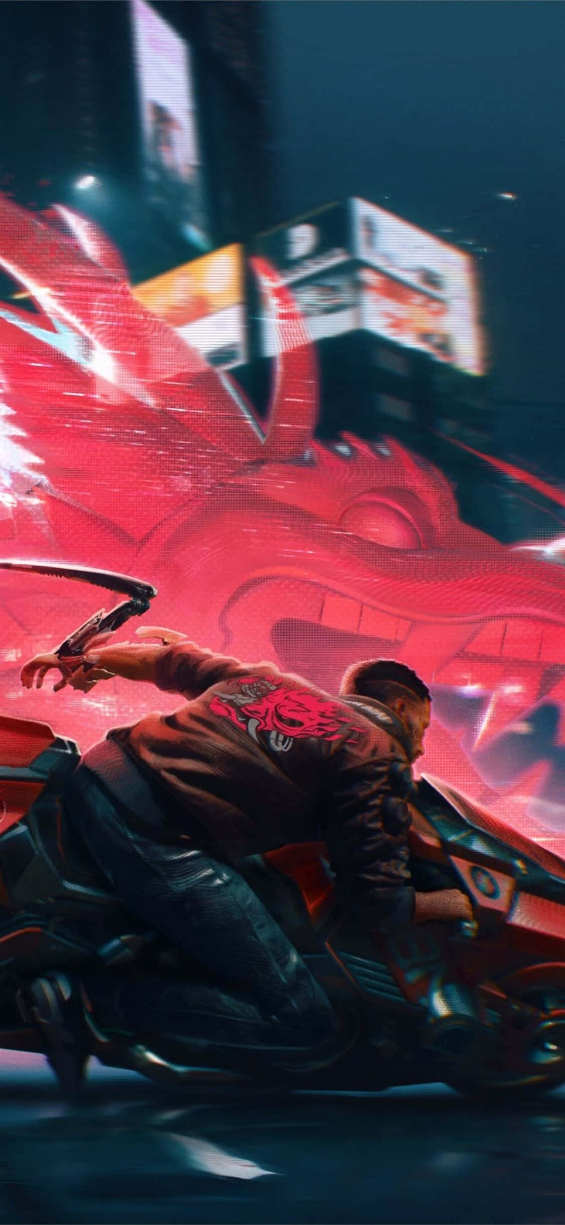 iPhone XS Max Cyberpunk 2077 ড্রাগন ব্যাকগ্রাউন্ড ওয়ালপেপার