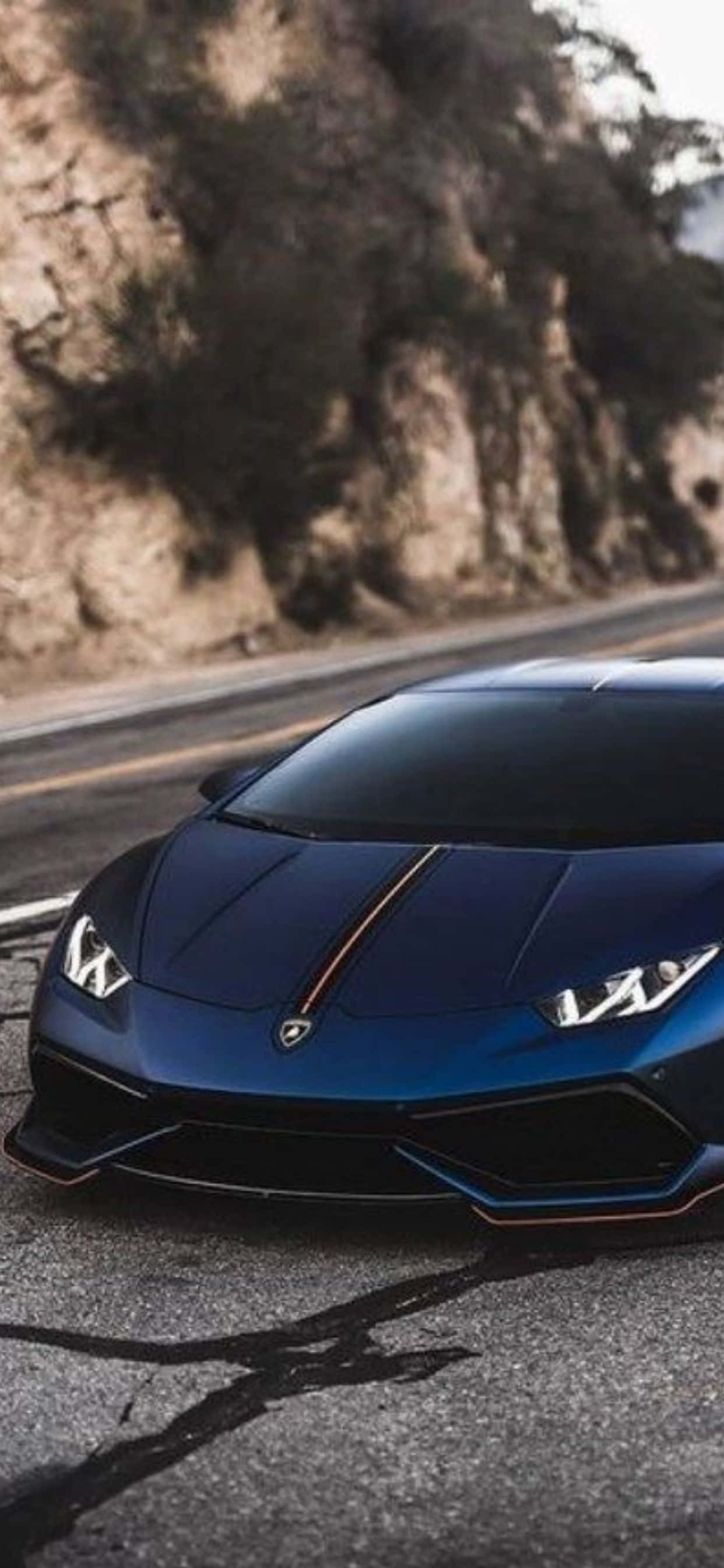iPhone XS Max Lamborghini Blue Huracan ব্যাকগ্রাউন্ড ওয়ালপেপার