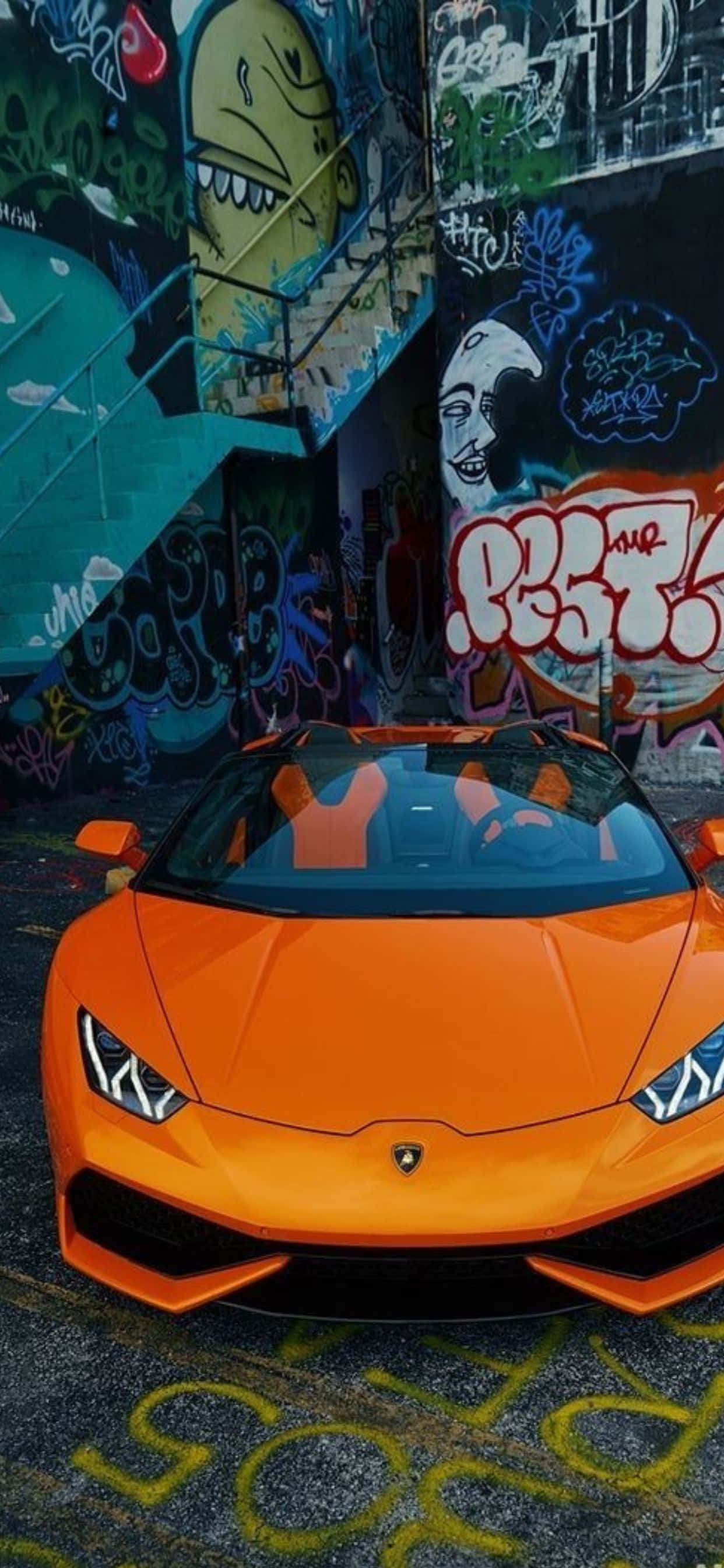 iPhone XS Max Lamborghini Orange Huracan ব্যাকগ্রাউন্ড ওয়ালপেপার