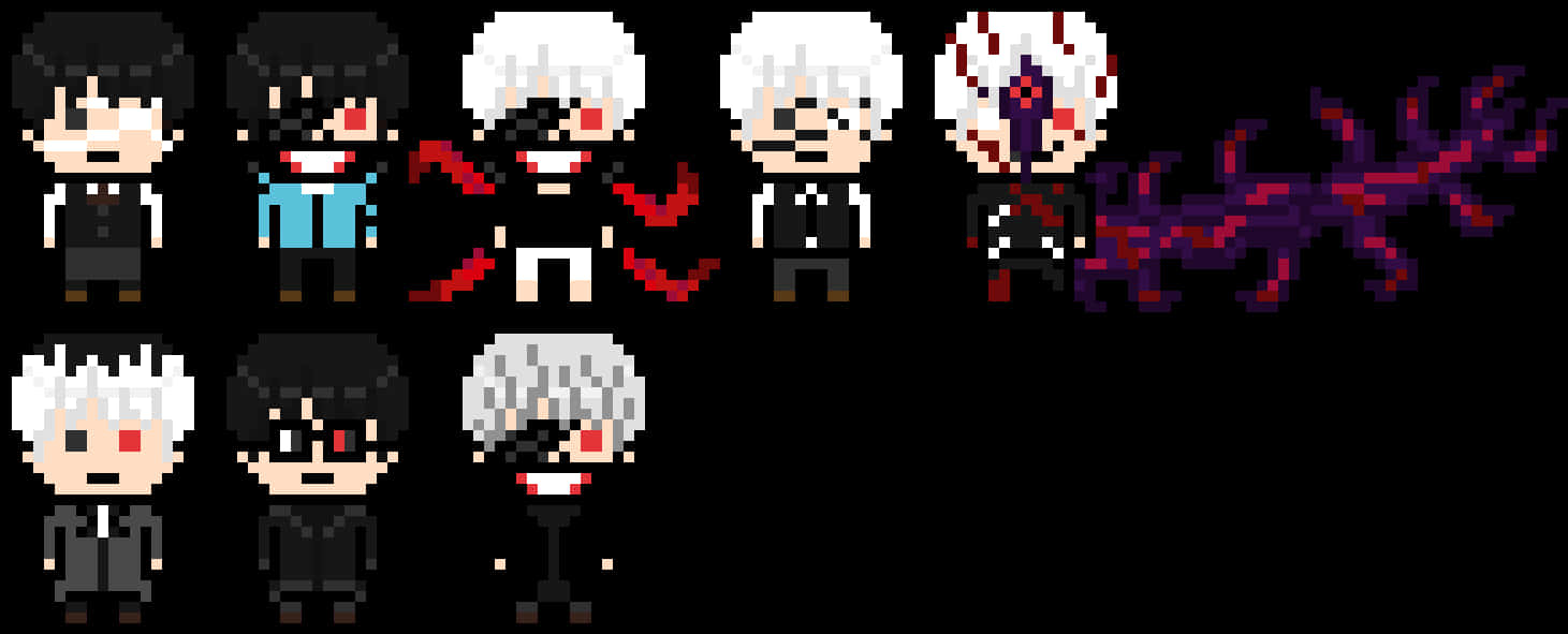 Kaneki Ken রূপান্তর পিক্সেল আর্ট ওয়ালপেপার