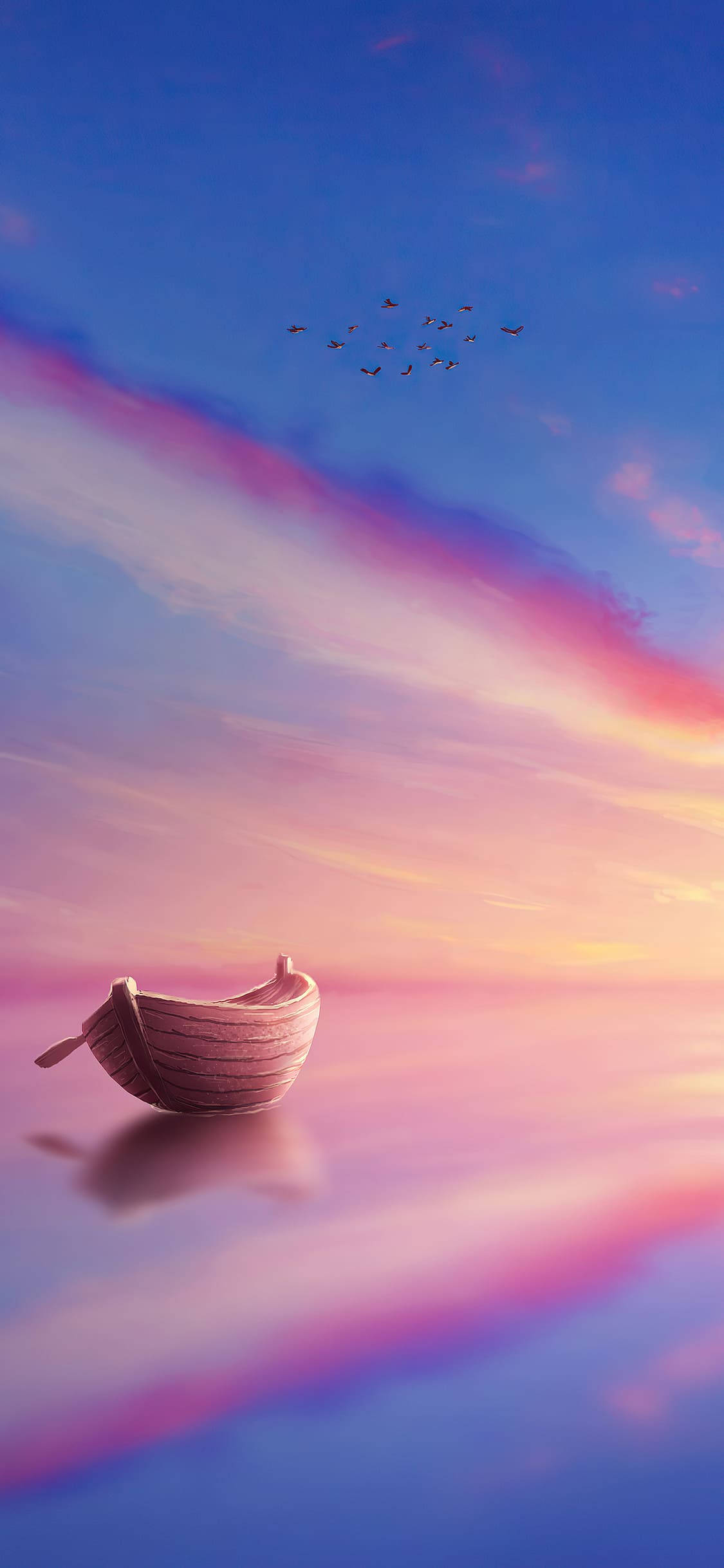 Lonely Boat Aesthetic Sky iPhone Xr ওয়ালপেপার
