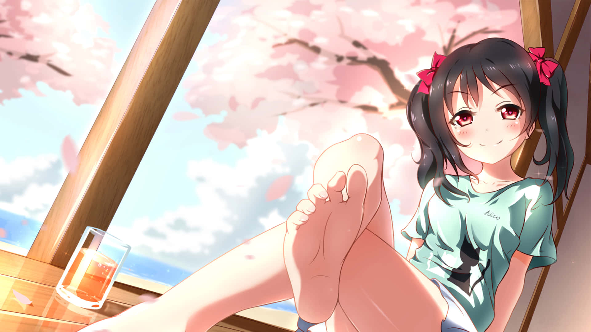 Love Live Nico Yazawa অ্যানিমে মেয়ের পা ওয়ালপেপার
