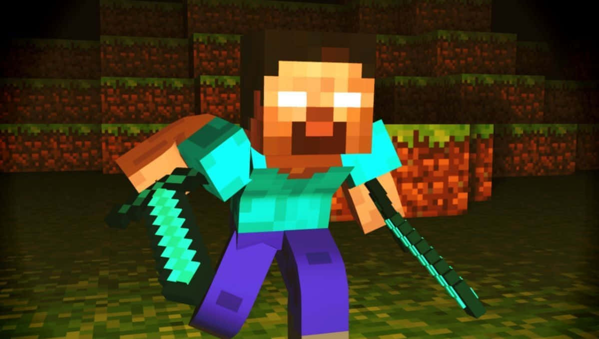 Minecraft চরিত্র হিরোব্রিন অ্যানিমেটেড ব্যাকগ্রাউন্ড ওয়ালপেপার