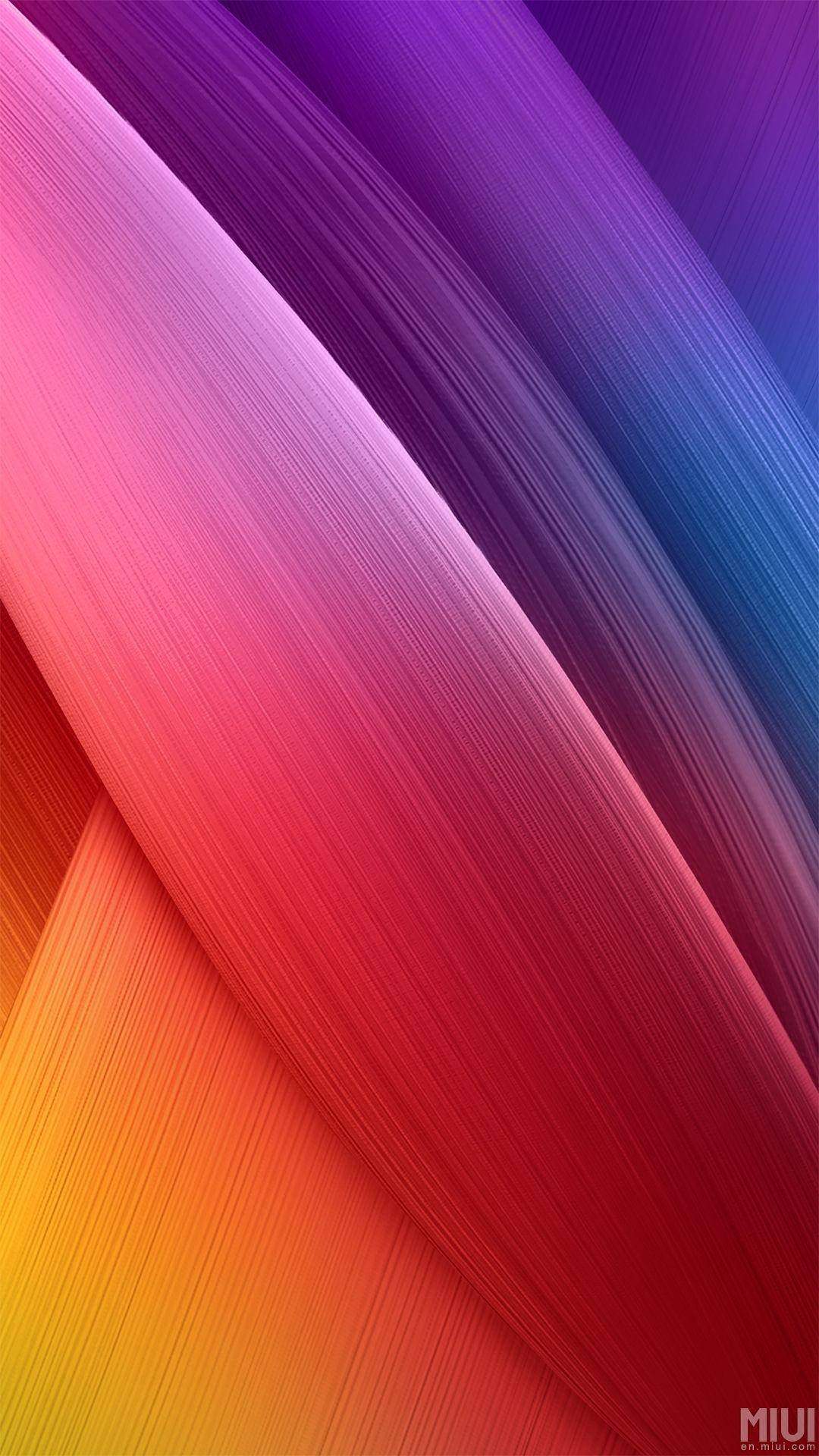 উজ্জ্বল MIUI ওয়ালপেপার বেগুনি, কমলা ও লাল রেখায় ওয়ালপেপার