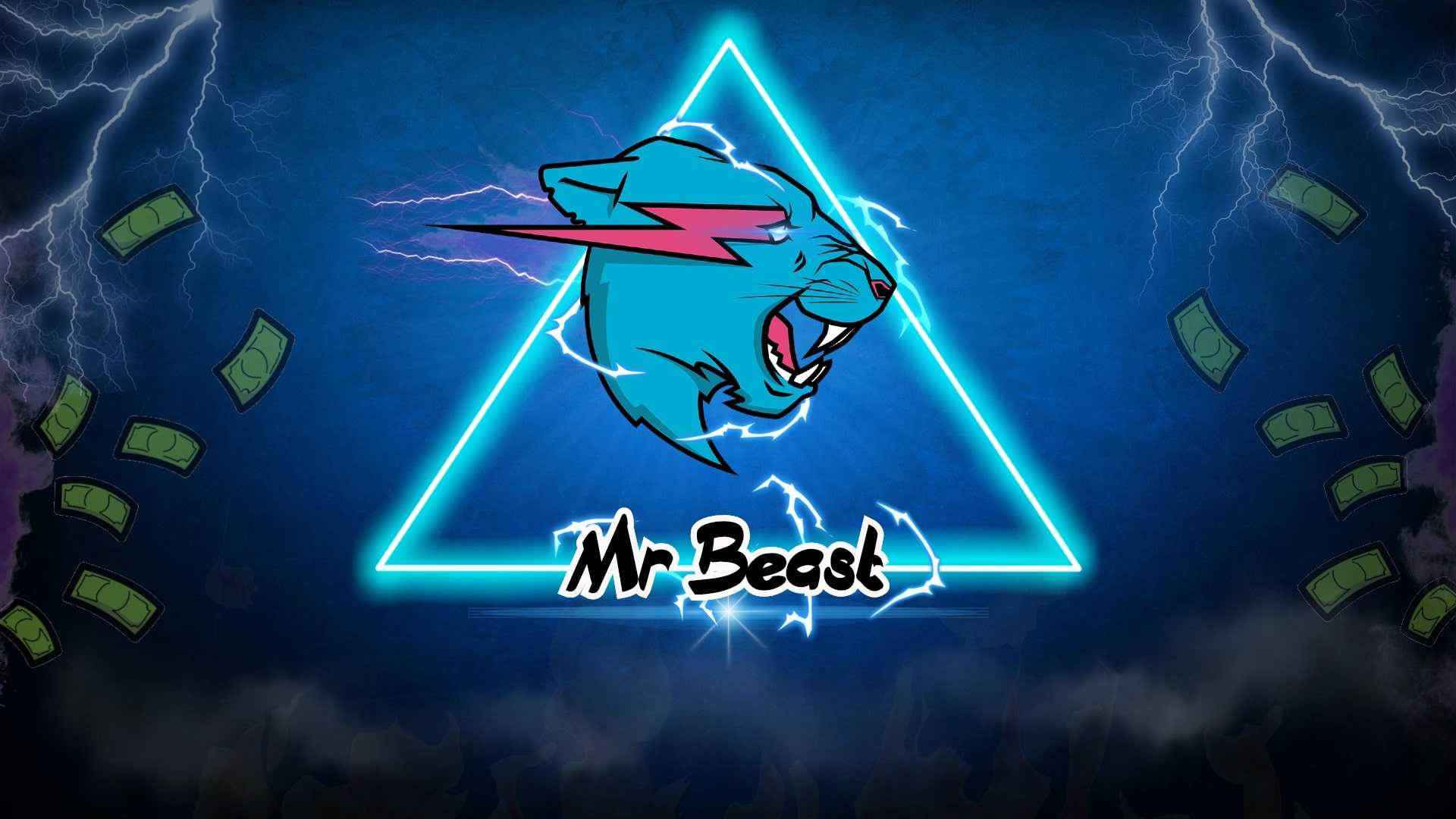 Mr Beast লোগো নিয়ন ত্রিভুজ সহ ওয়ালপেপার
